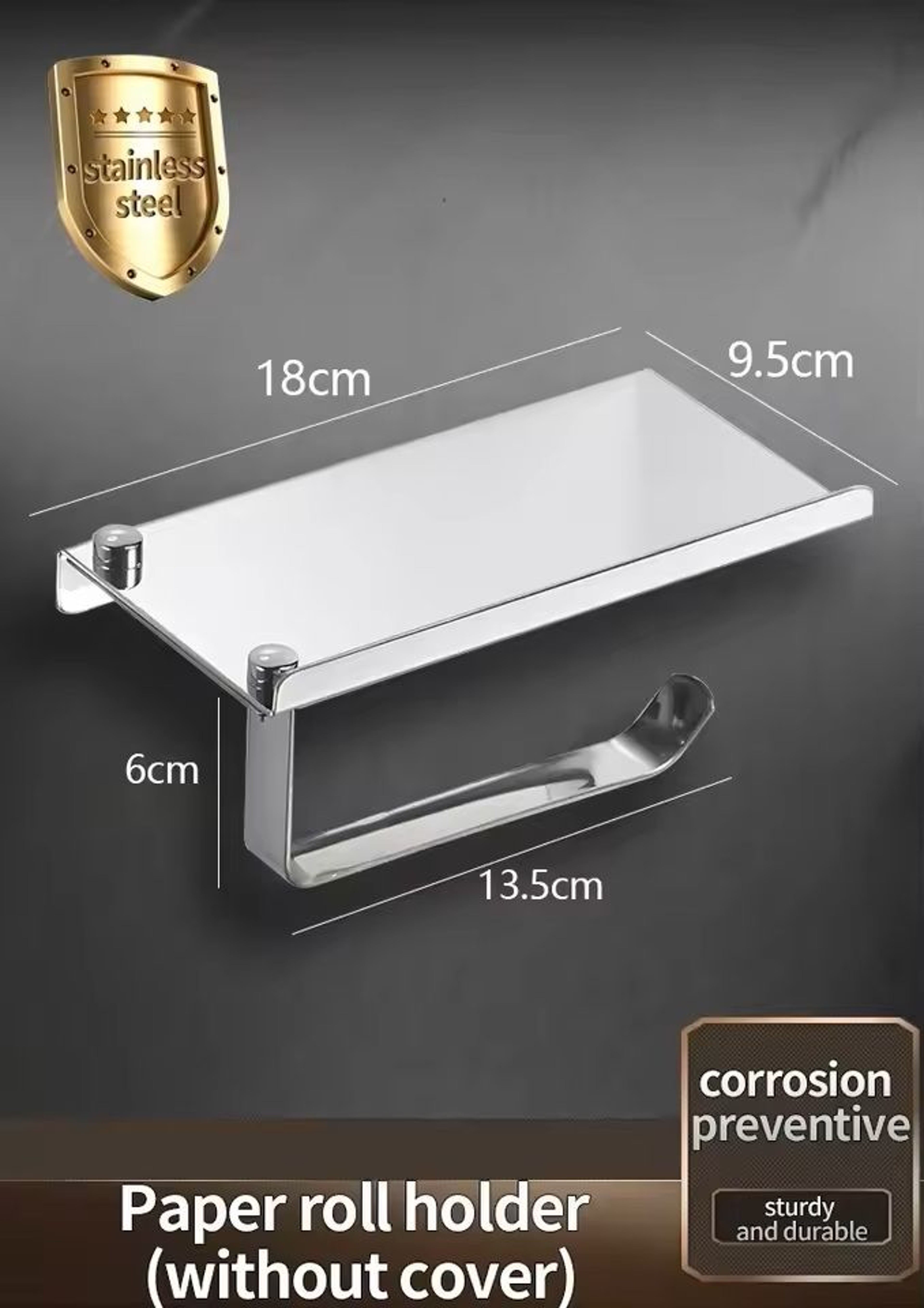 Stainless Steel WallMounted Paper Towel  Bathroom Roll Holder 4