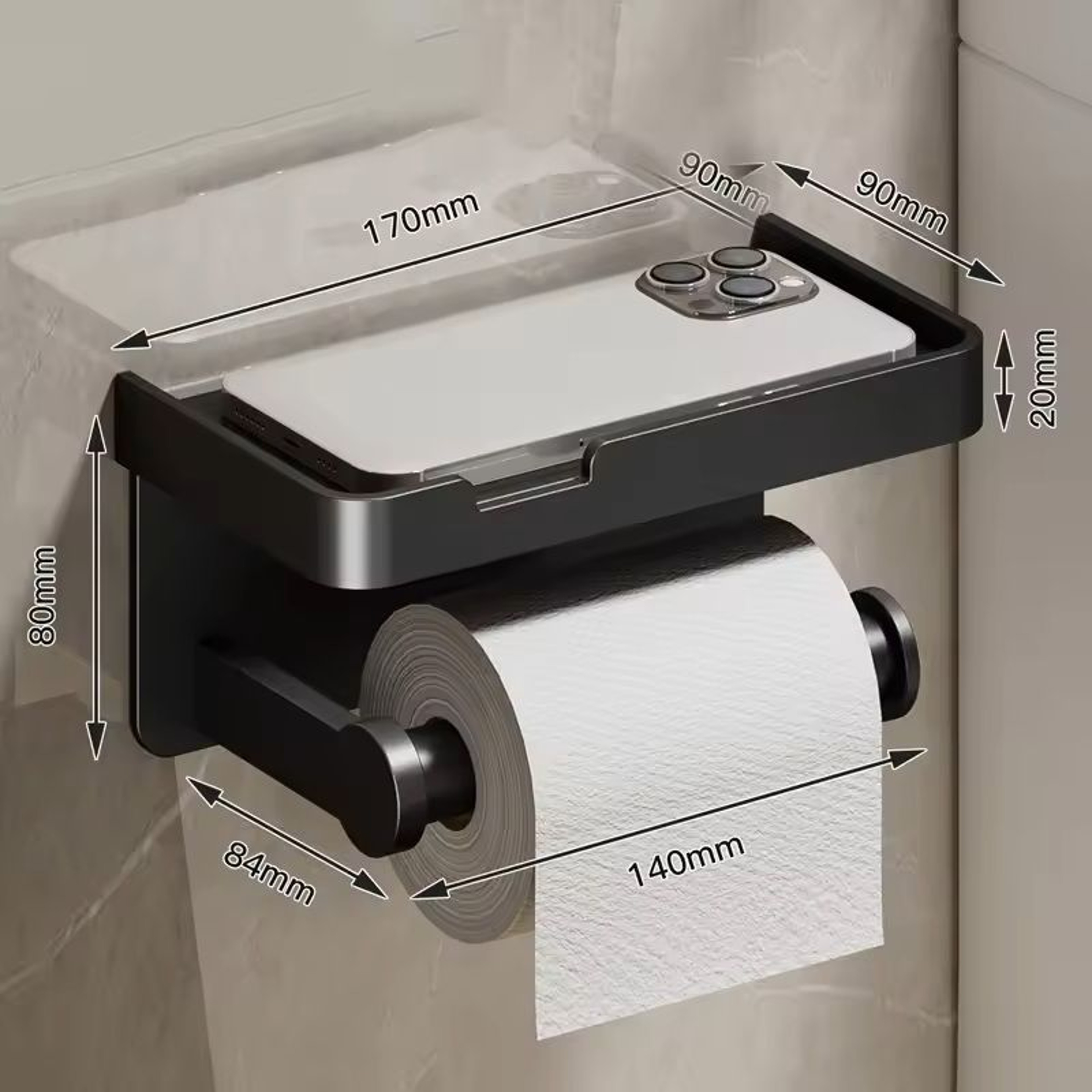 Stainless Alloy NoDrill WallMounted Toilet Paper  Tissue Holder Rack 4