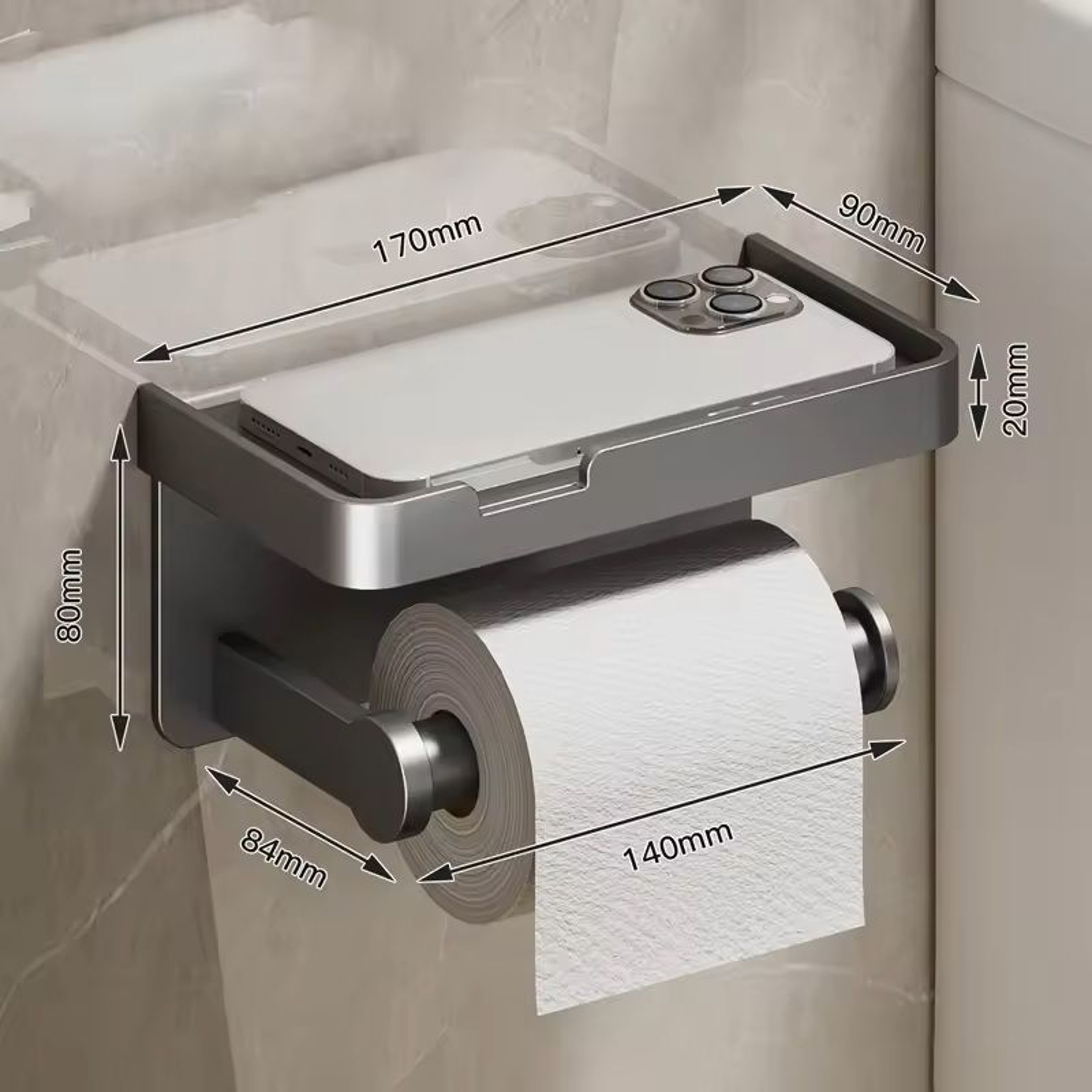 Stainless Alloy NoDrill WallMounted Toilet Paper  Tissue Holder Rack 6