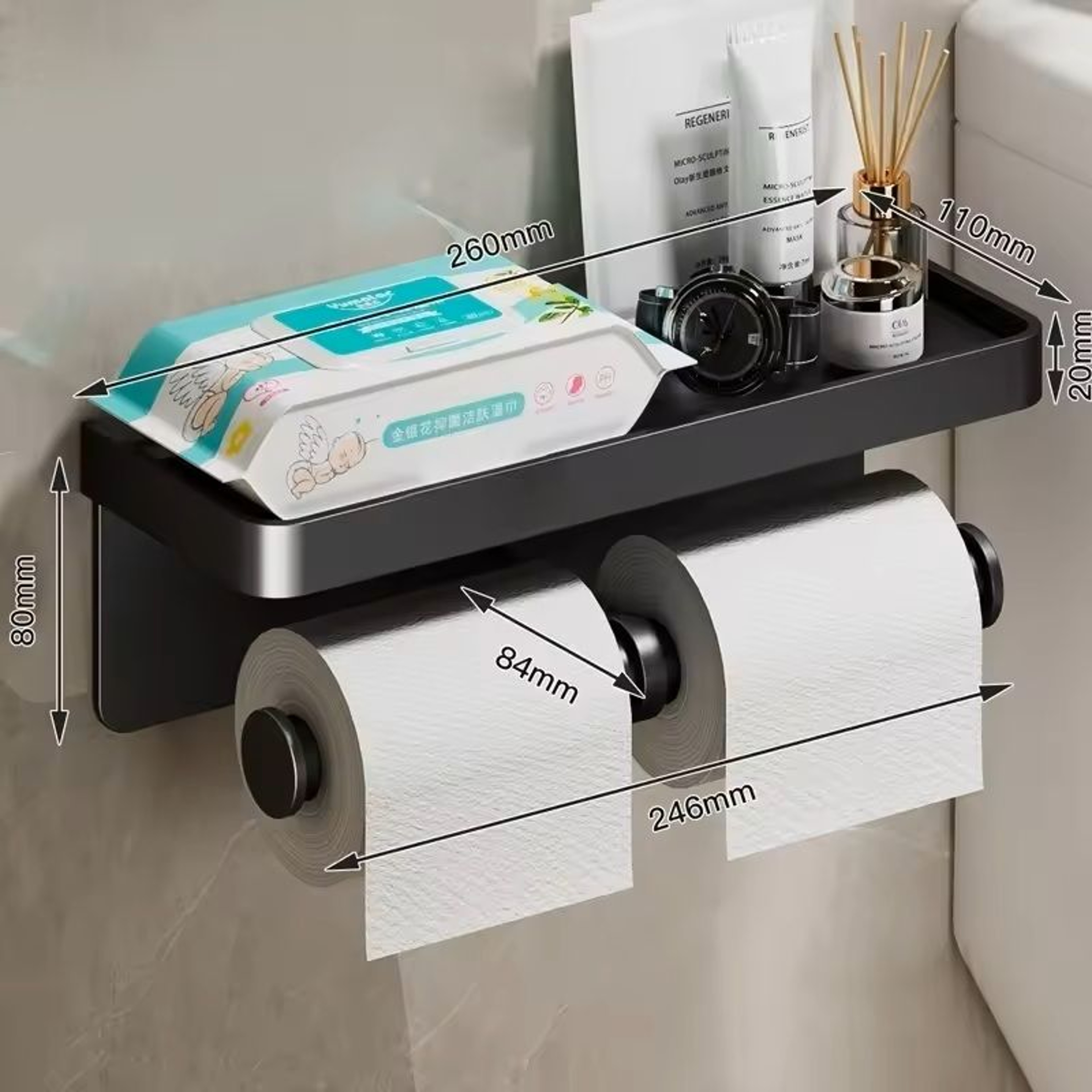 Stainless Alloy NoDrill WallMounted Toilet Paper  Tissue Holder Rack 0