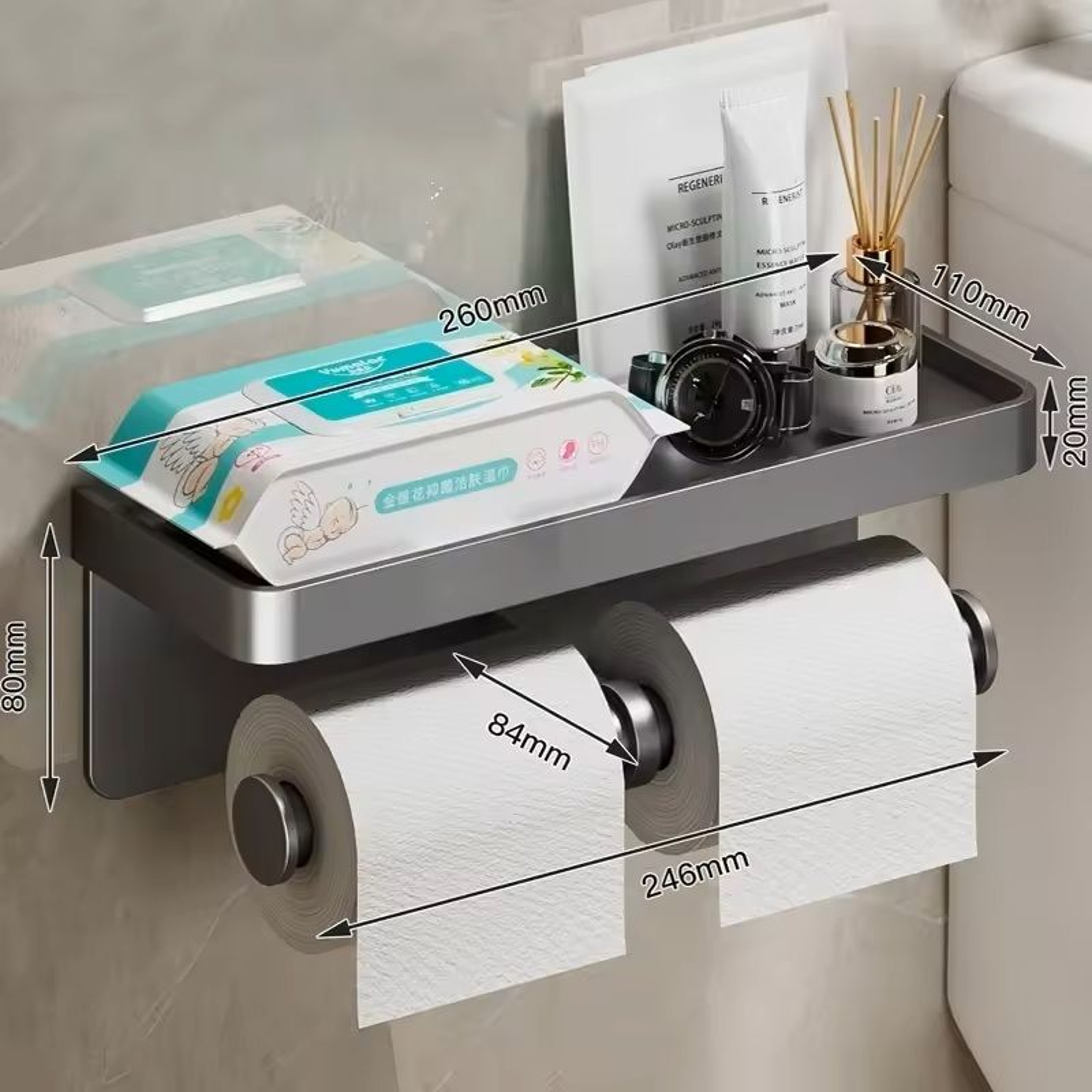 Stainless Alloy NoDrill WallMounted Toilet Paper  Tissue Holder Rack 12