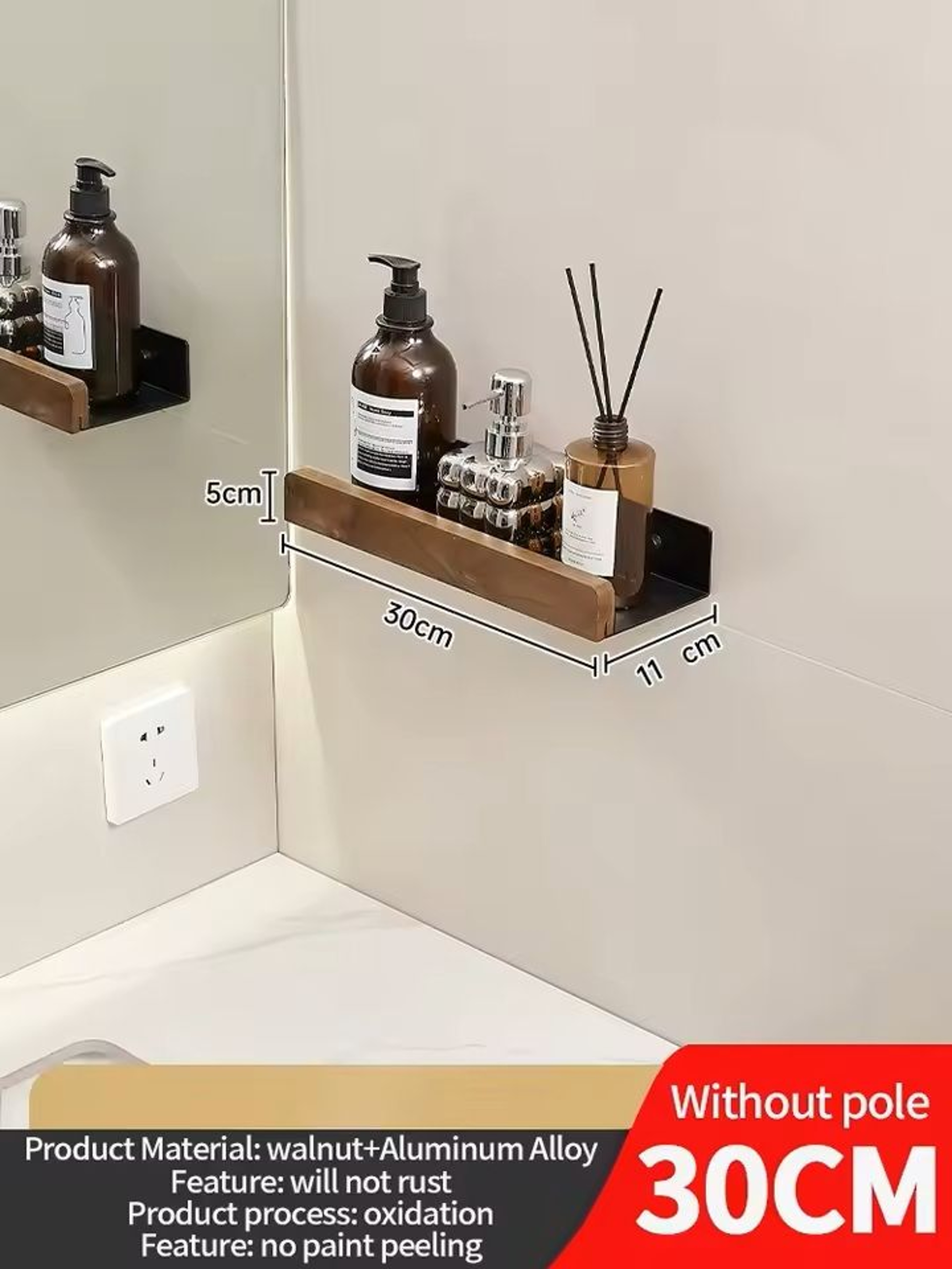 Wooden WallMounted Bathroom  Living Room Shelf SpaceSaving Wall Storage Rack 6