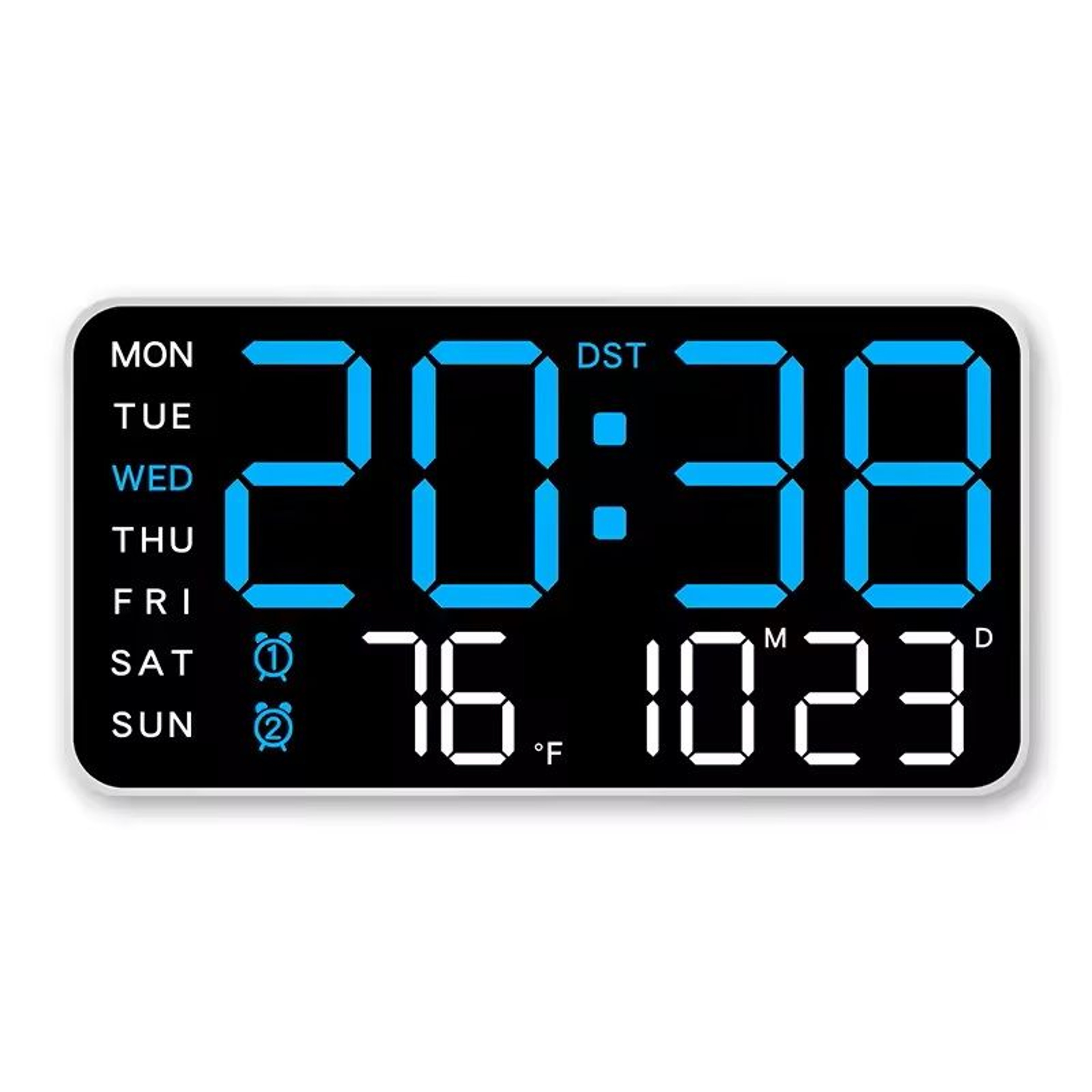 Large LED Digital Wall Clock – USB Powered Remote Control with Temperature, Date & Week Display + Dual Alarm Feature – view 2