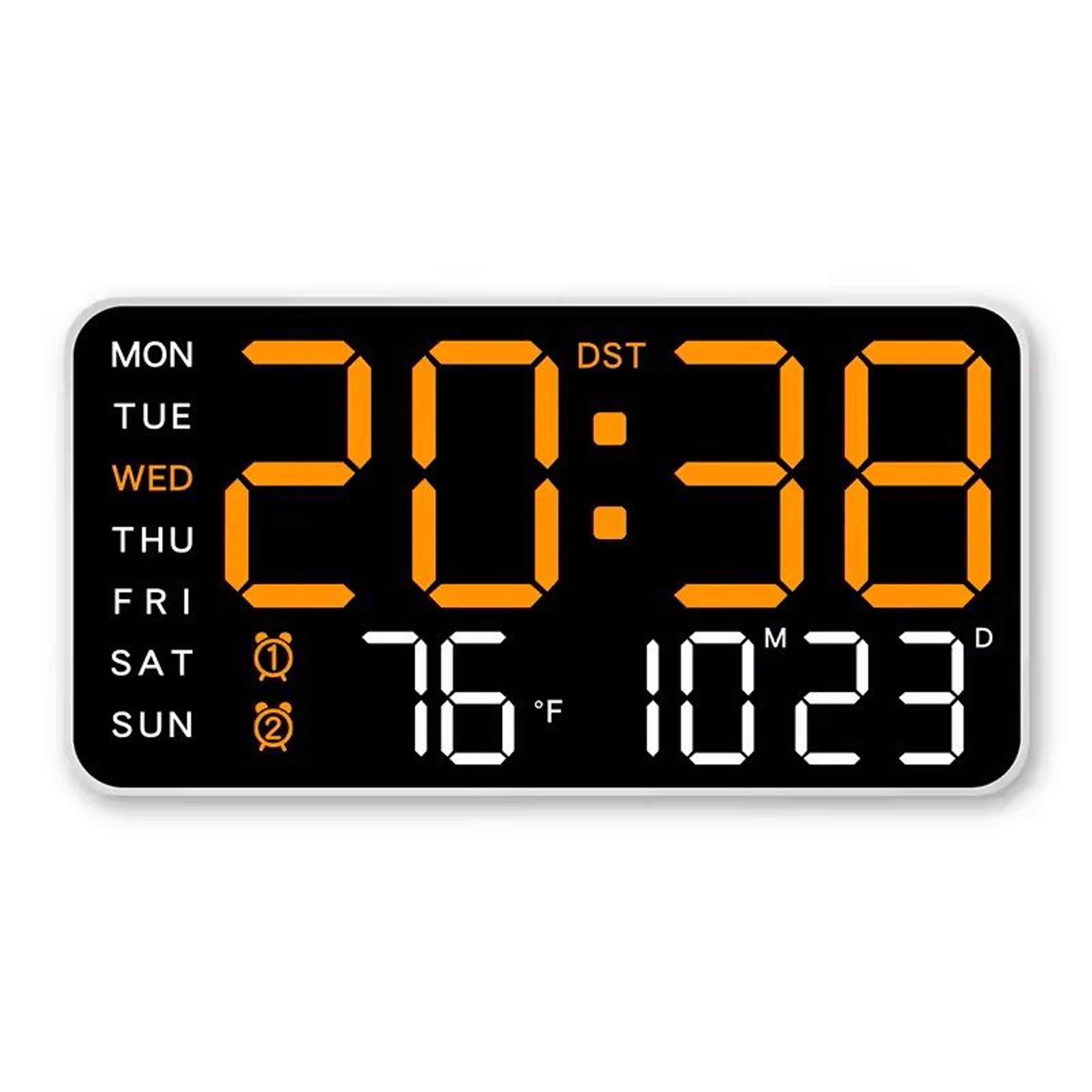 Large LED Digital Wall Clock – USB Powered Remote Control with Temperature, Date & Week Display + Dual Alarm Feature – view 3