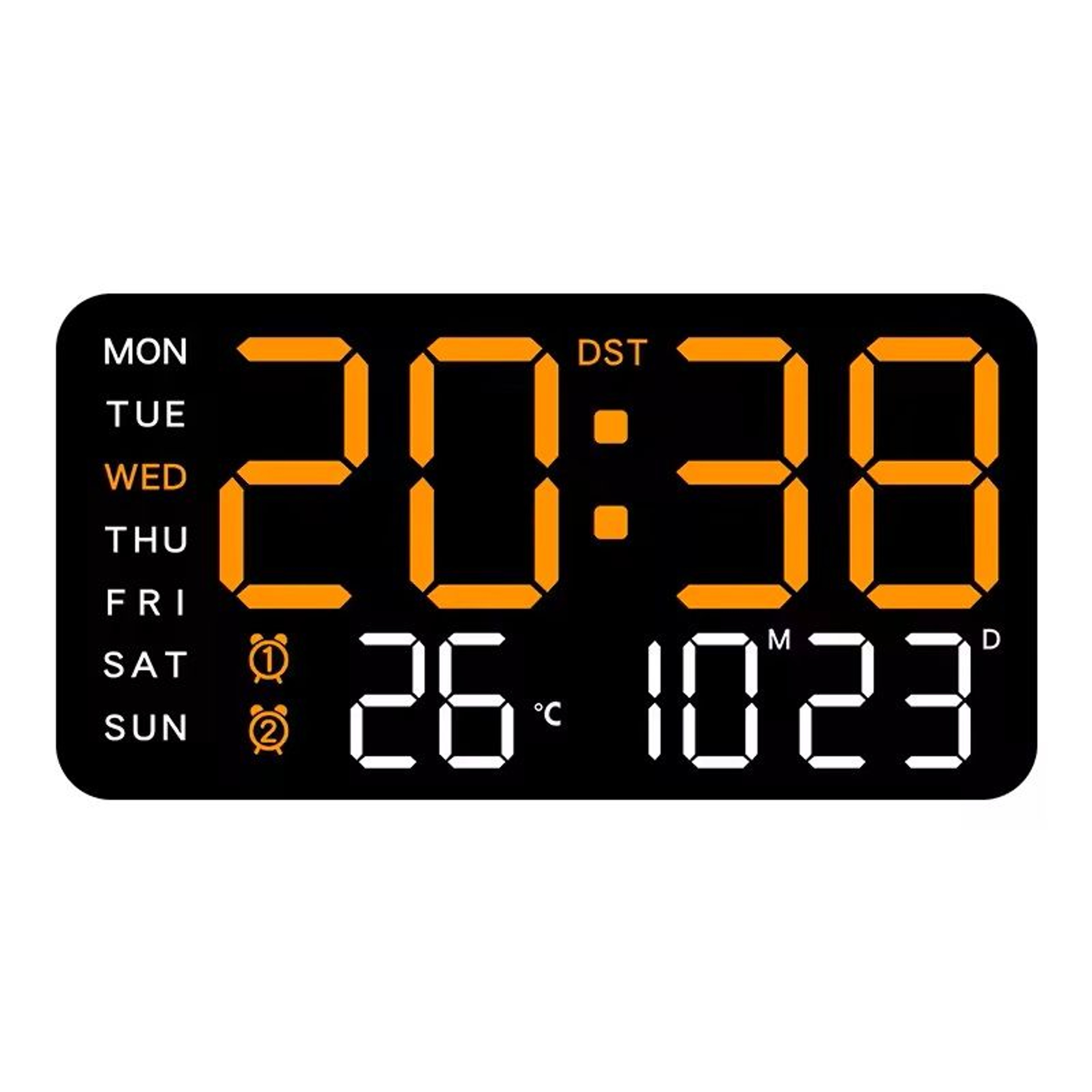 Large LED Digital Wall Clock – USB Powered Remote Control with Temperature, Date & Week Display + Dual Alarm Feature – view 7