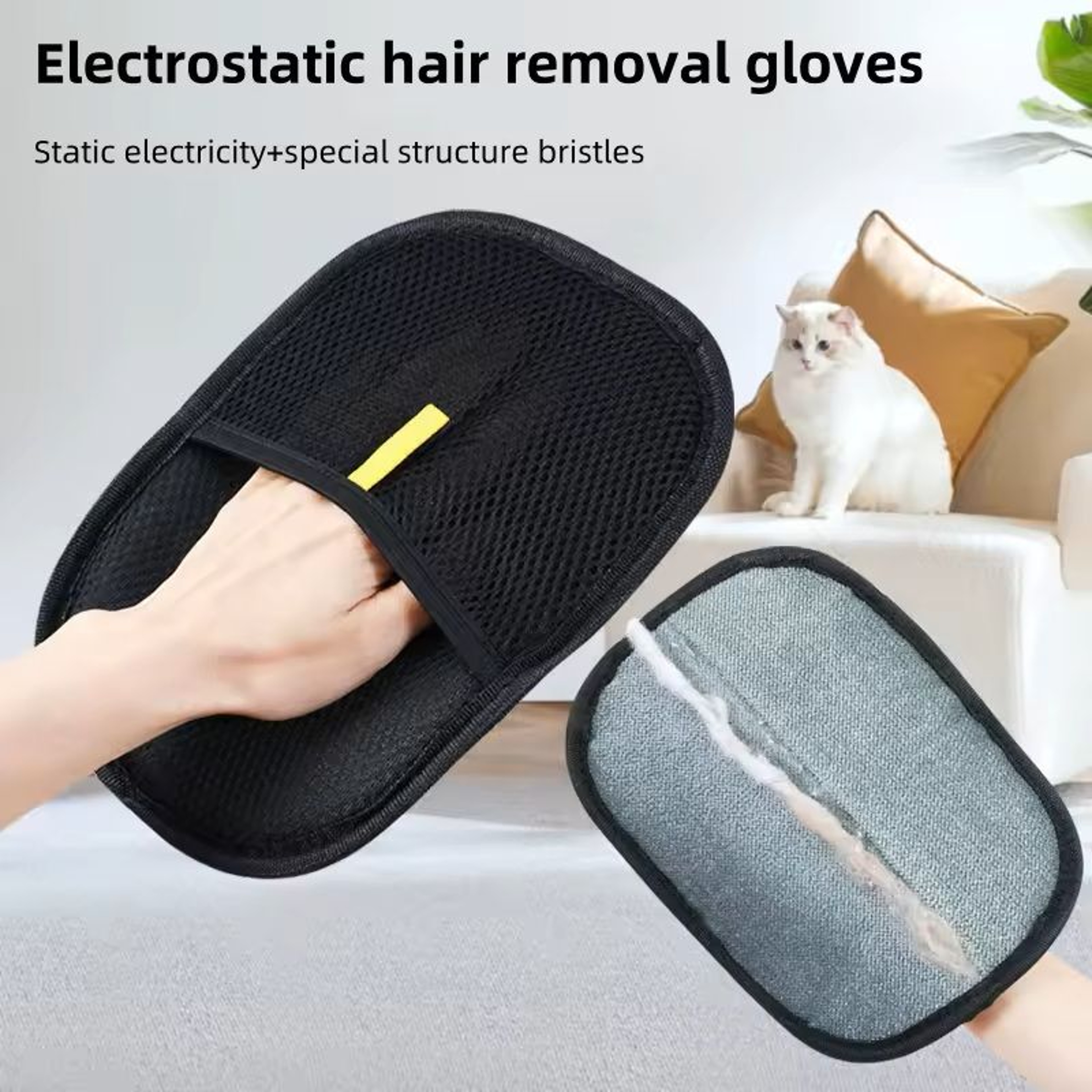 Pet Grooming Hair Remover Gloves Static Dedusting Brush For Removing Dog  Cat Hair From Sofa Carpet 0