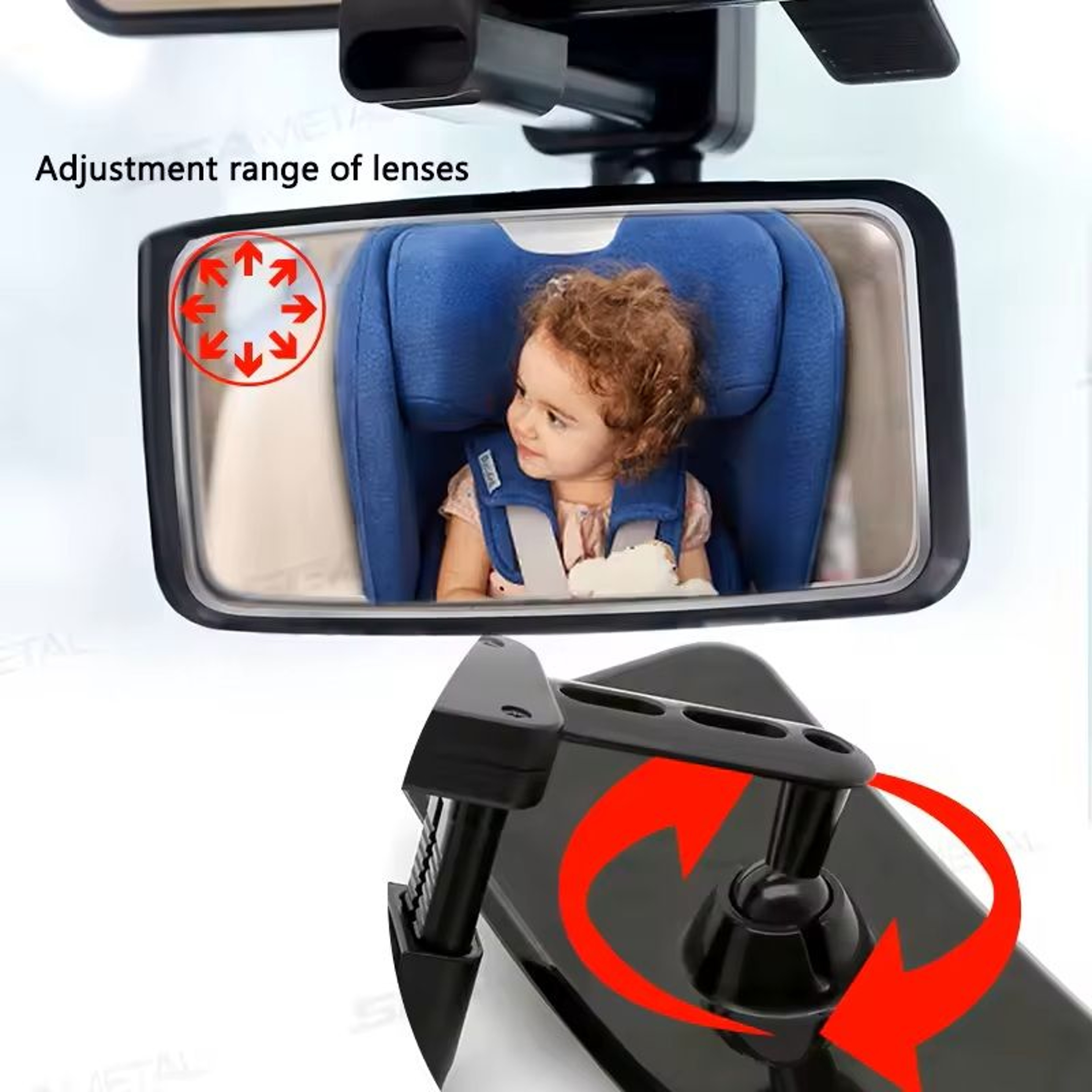 WideAngle 360 Rotatable Baby Rearview Mirror For Cars Safety  Visibility Mirror For Parents And Dri 1