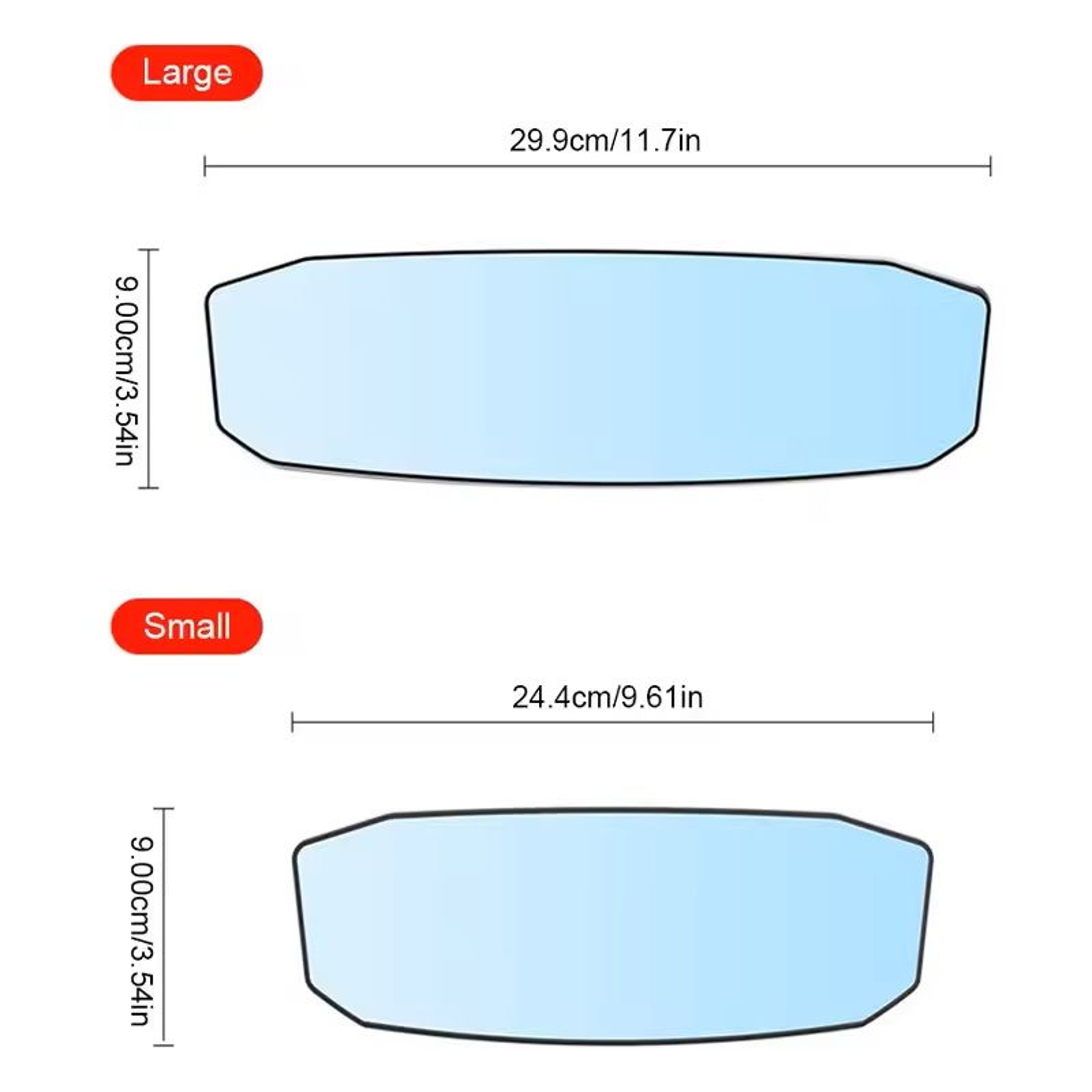 WideAngle Rearview Mirror 30 Cm Times 9 Cm Large Vision HD Glass Universal Auto Replacement Mirror 4
