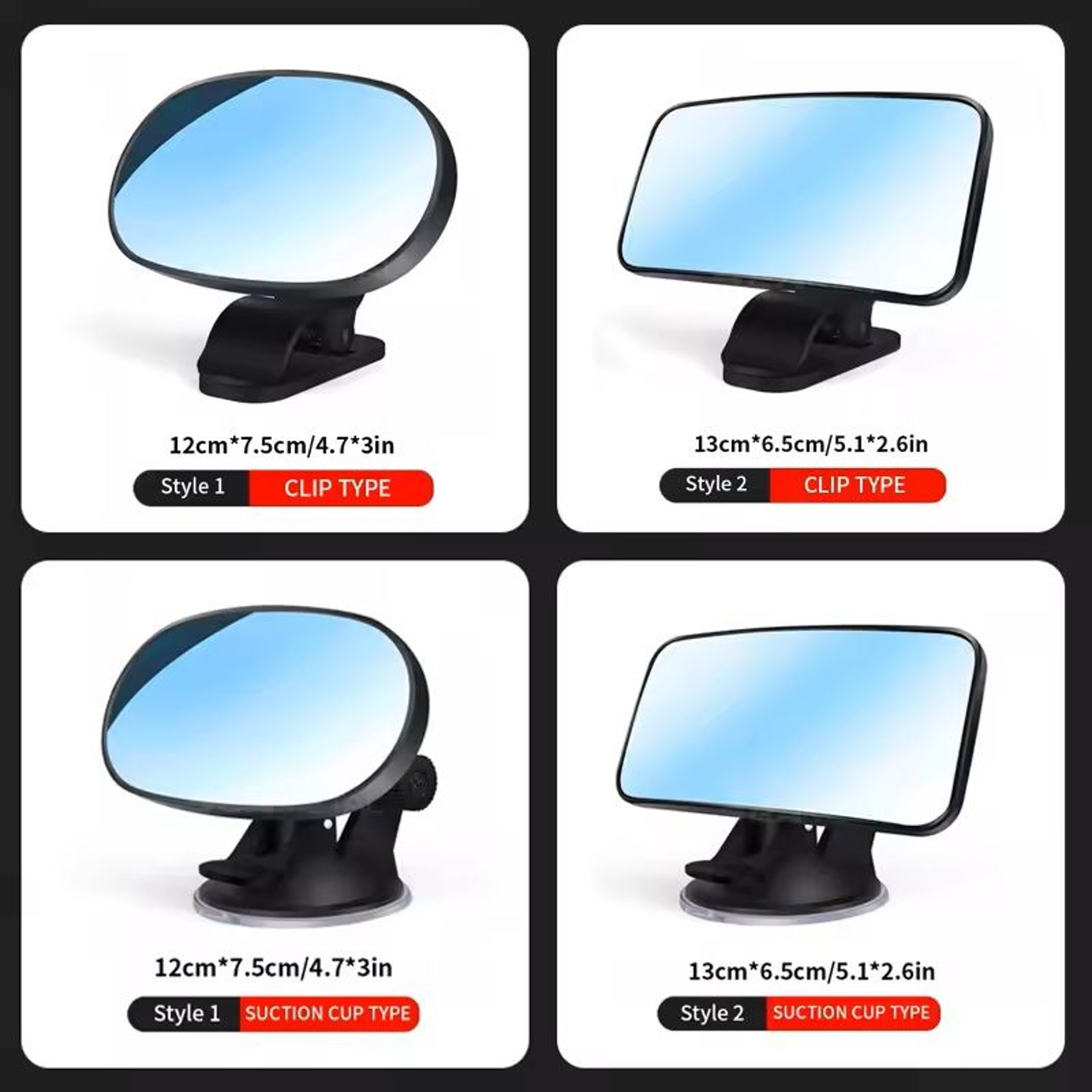 WideAngle 360 Adjustable Car Interior Mirror SuctionCup  Clip Baby  RearSeat Observation Mirror 0
