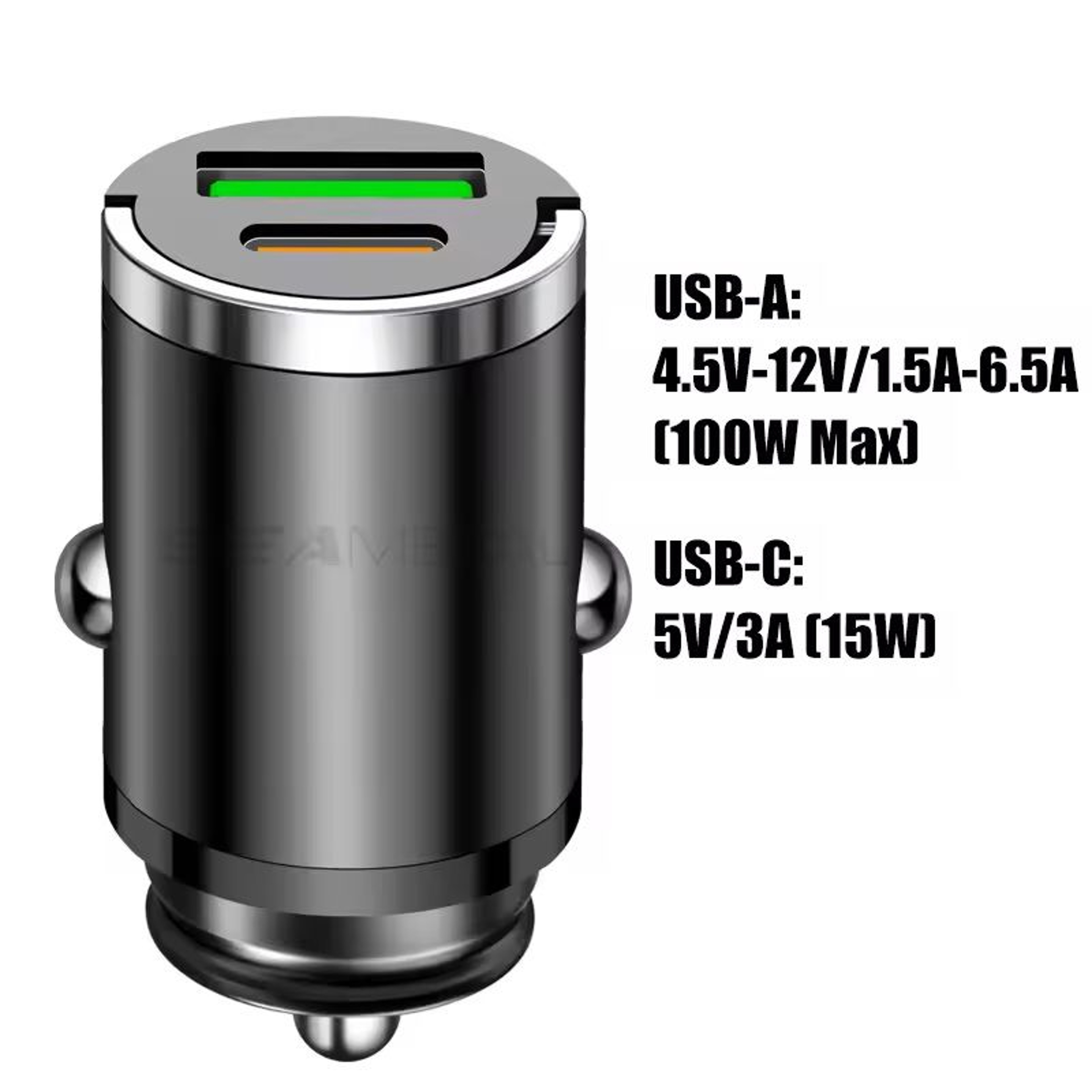 100 W Hidden Car USB Charger Dual USB Port Cigarette Lighter Adapter With 30 W PD Fast Charging iPh 3