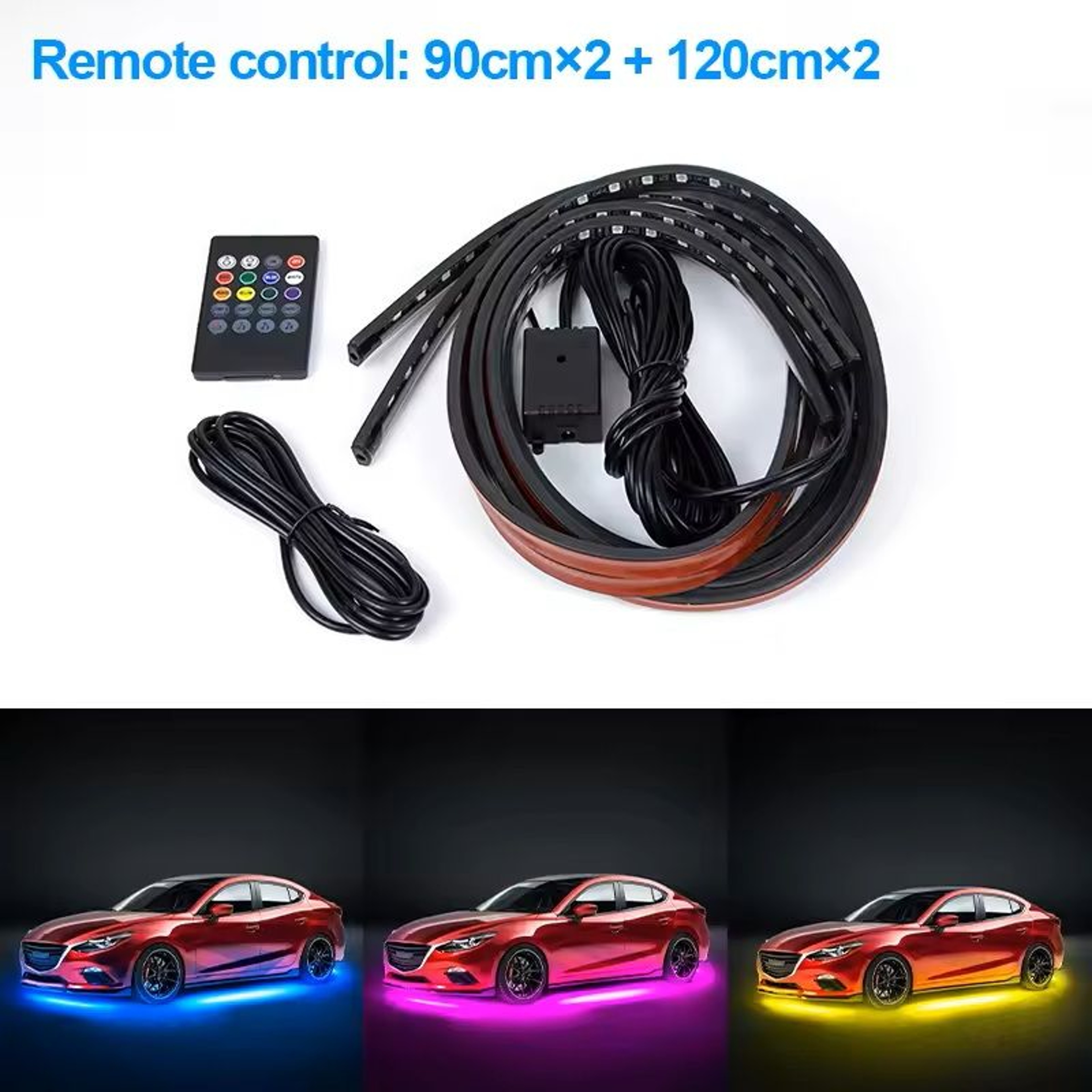 RGB Car Underglow Neon Light Kit 4Piece SoundActive Colored Accent Strip Ambient Lighting APP Contr 0