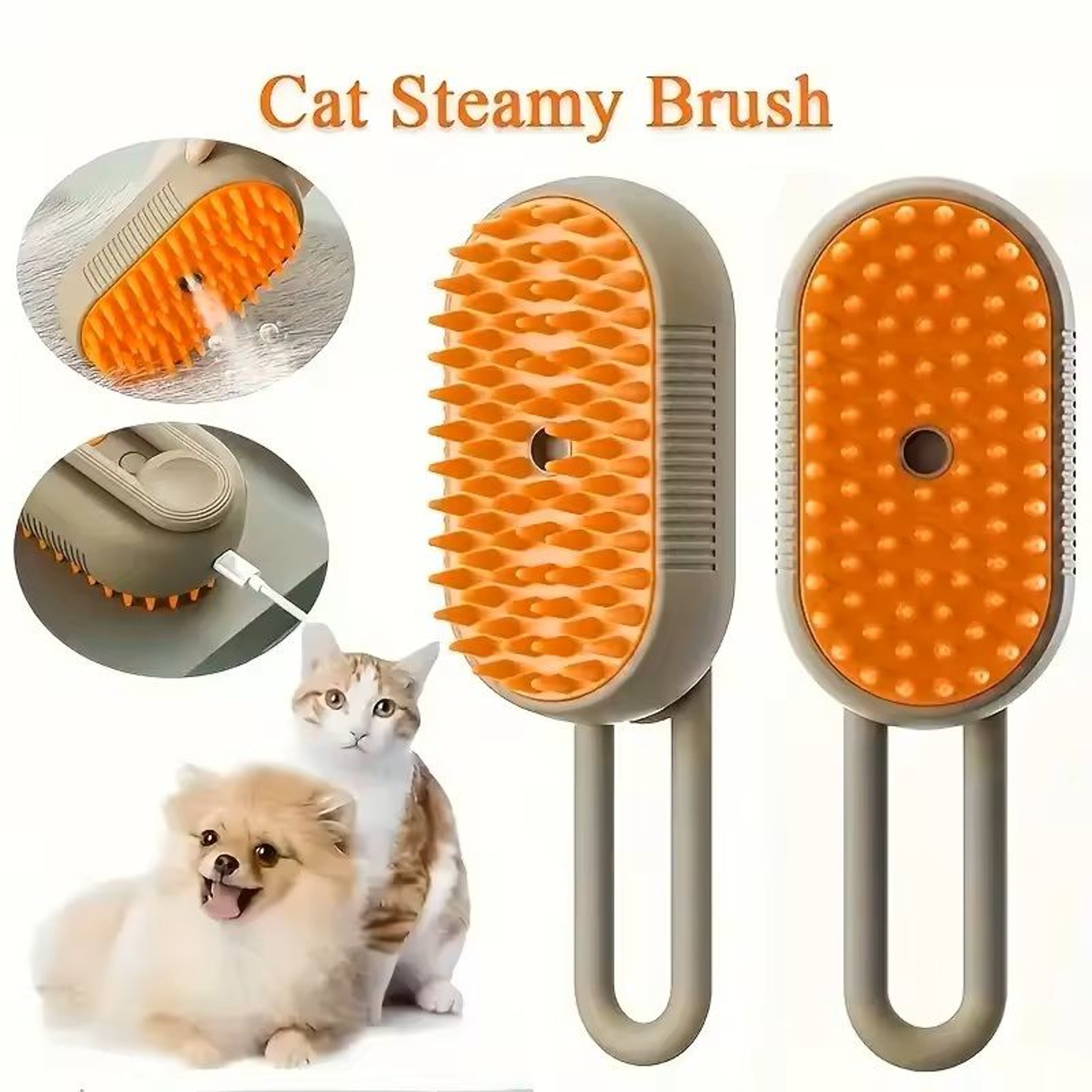 Pet Spray  Massage Brush Folding Rotatable HairBath Brush For Cats  Dogs SteamSpray Hair Removal  B 2