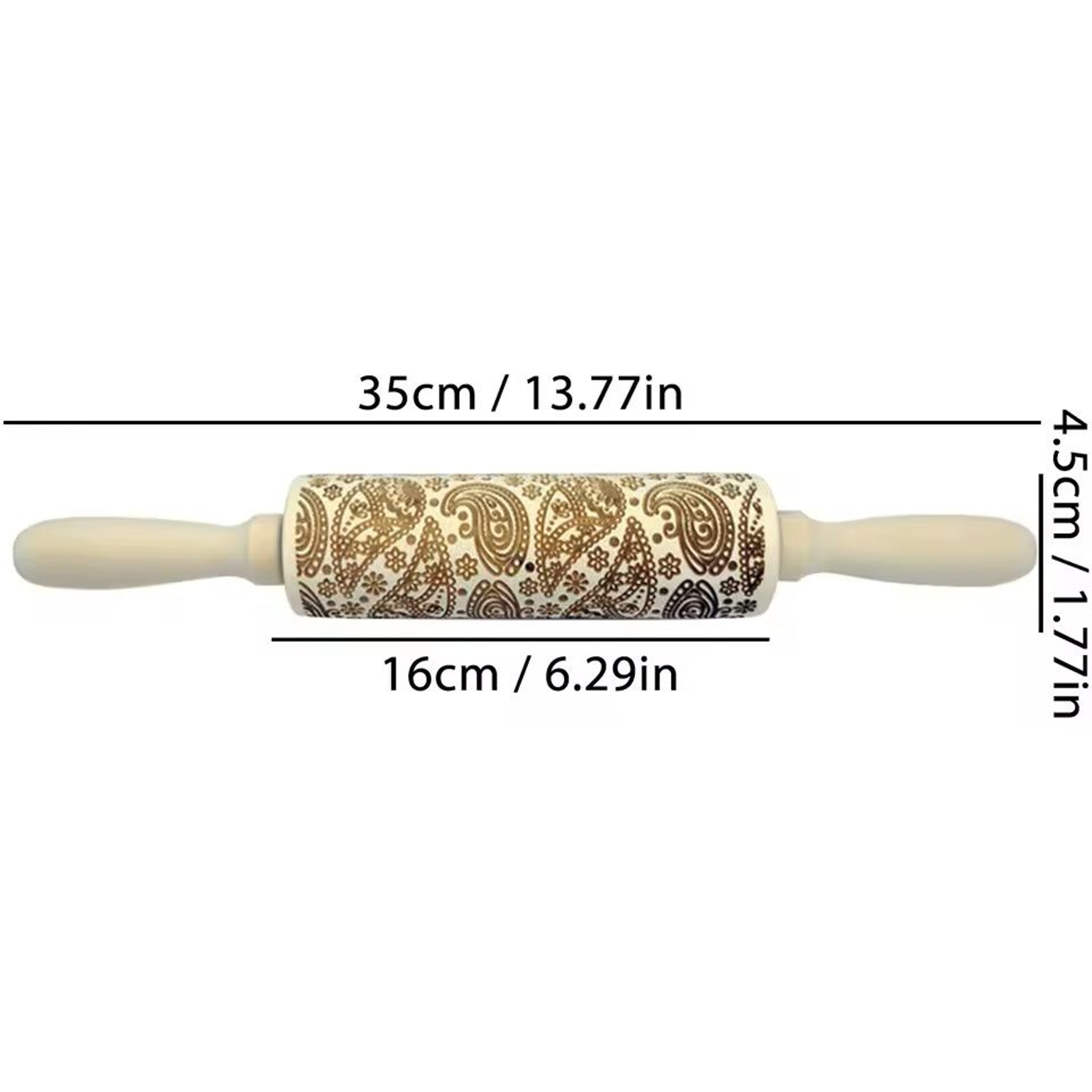 Christmas Embossed Wooden Rolling Pin  3D Engraved Holiday Cookie  Baking Roller 16