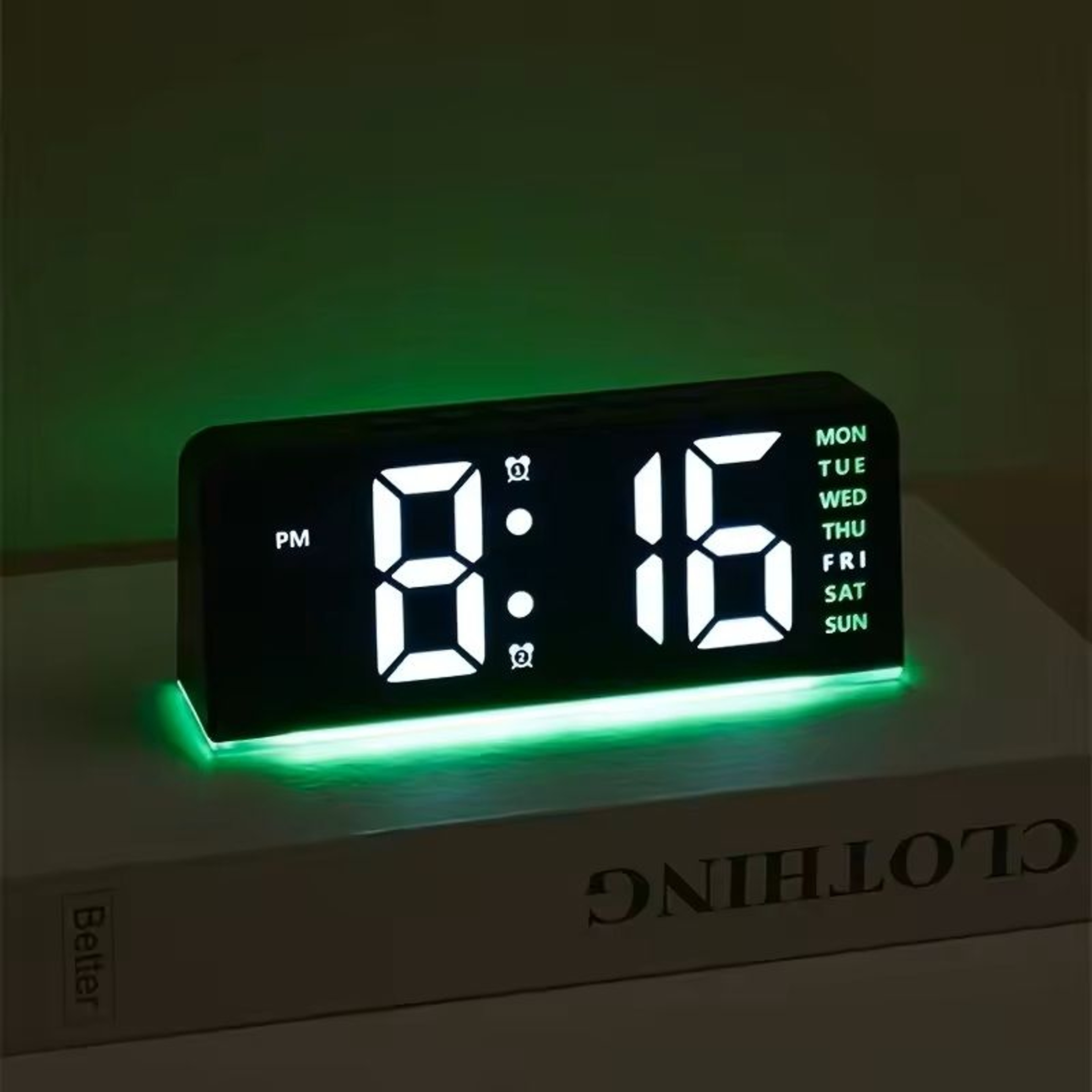Portable Digital LED Alarm Clock With Date Display Dual Alarms  Night Light 4