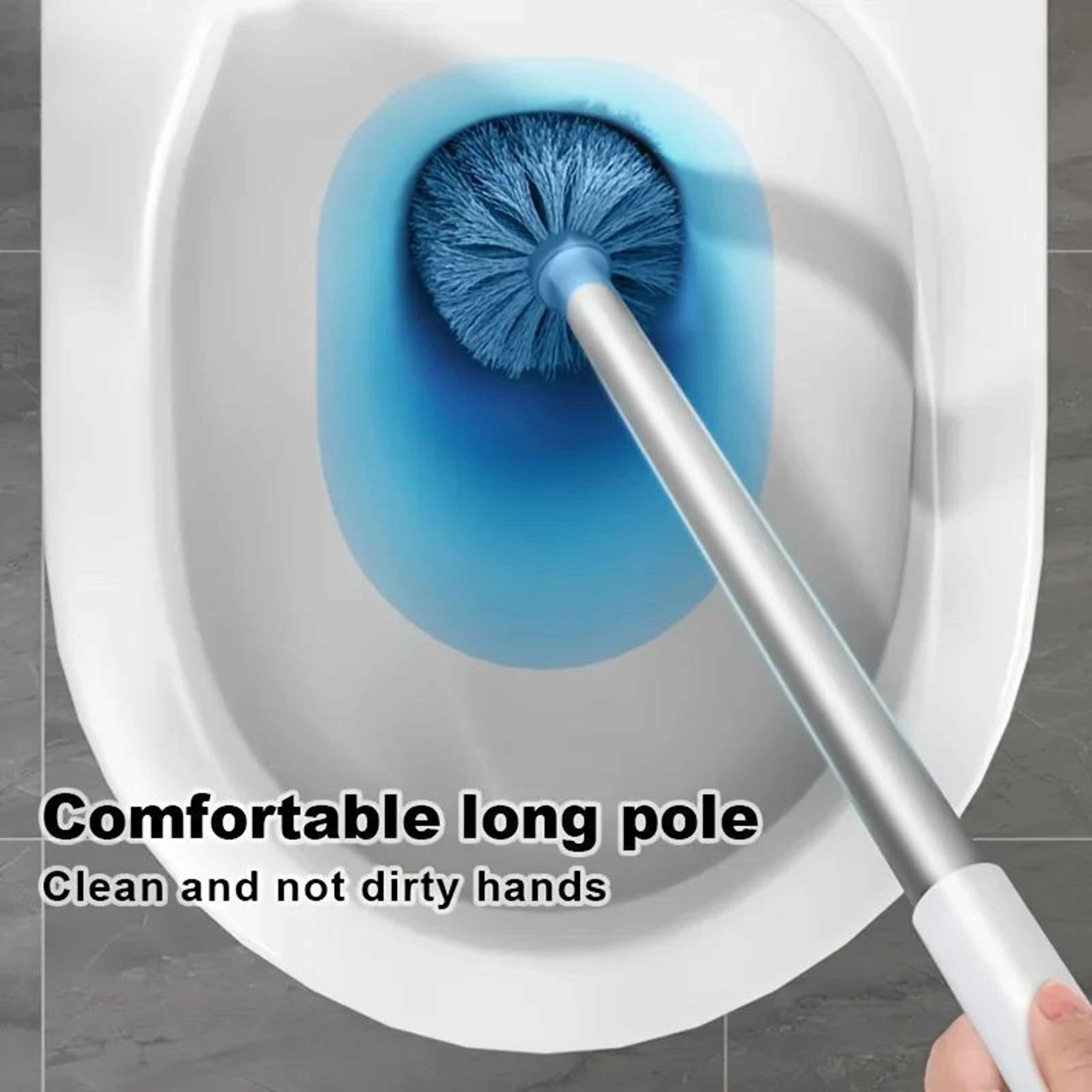Wall Mounted Silicone Toilet Brush Set With Holder  Flexible Long Handle Bathroom Cleaning Brush 4
