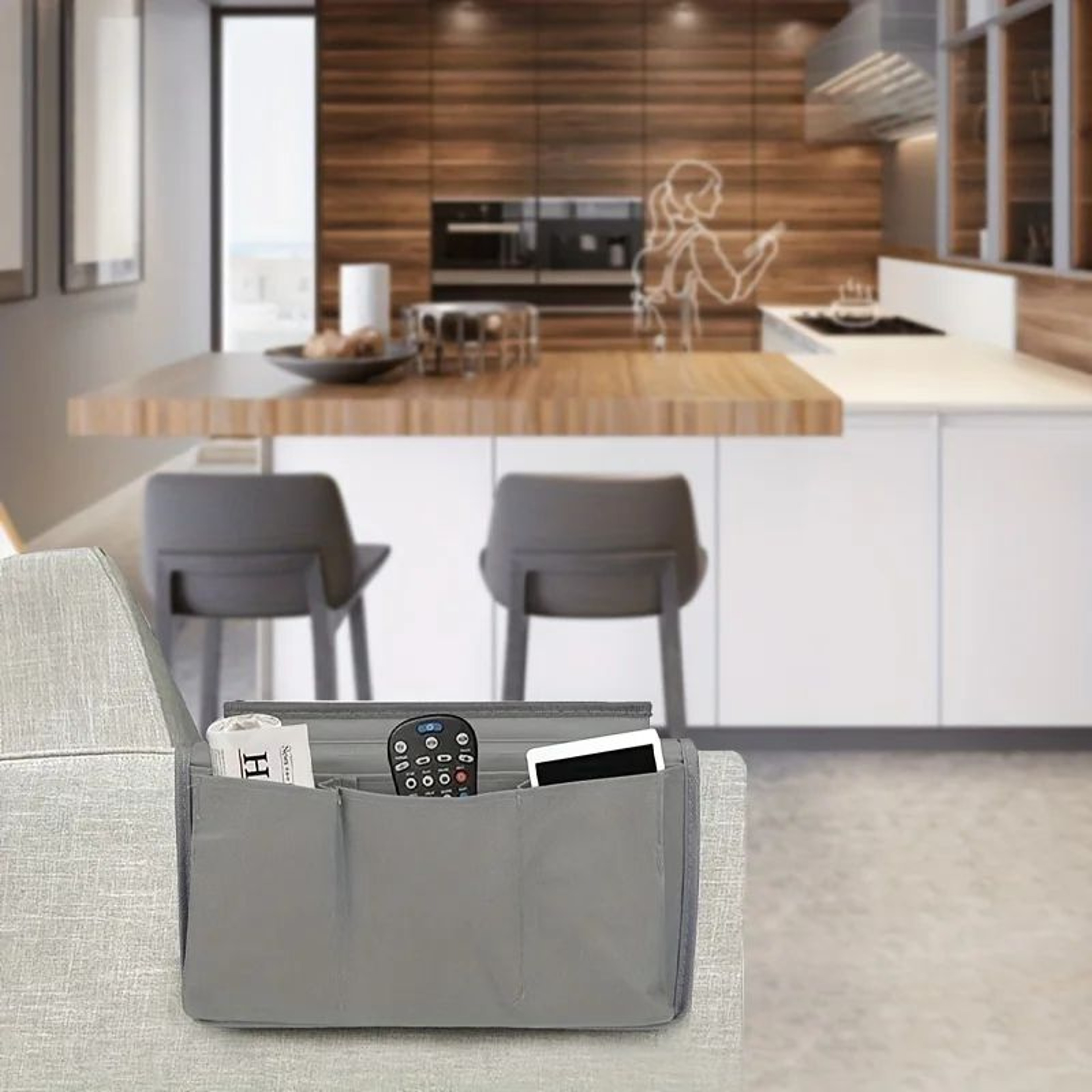 Sofa Armrest Organizer Storage Bag  Convenient Side Pocket Holder For Remote Controls Magazines  Re 2