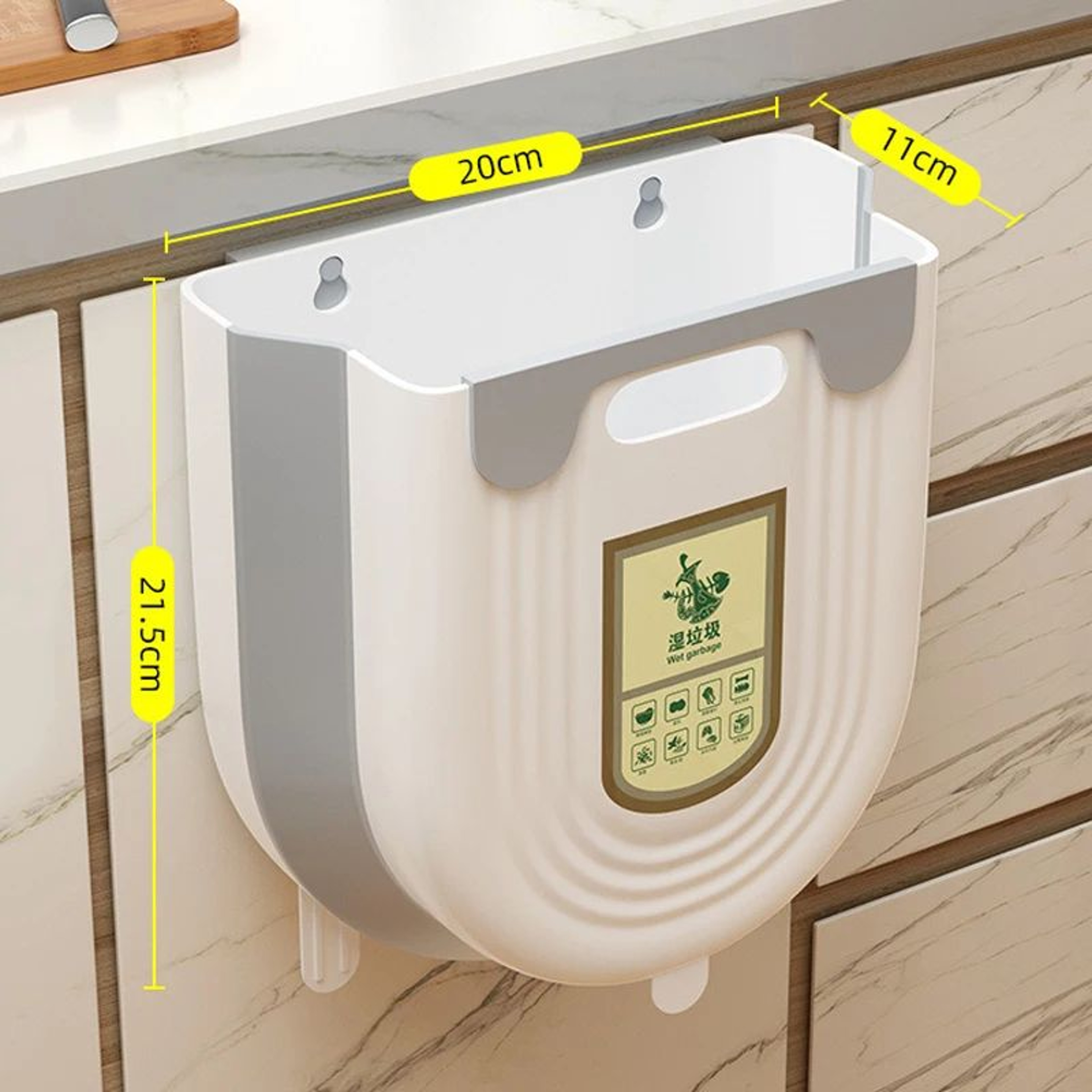 Foldable Hanging Trash Can With Cabinet Hook  Portable Countertop Waste Bin For Kitchen  Bathroom S 6