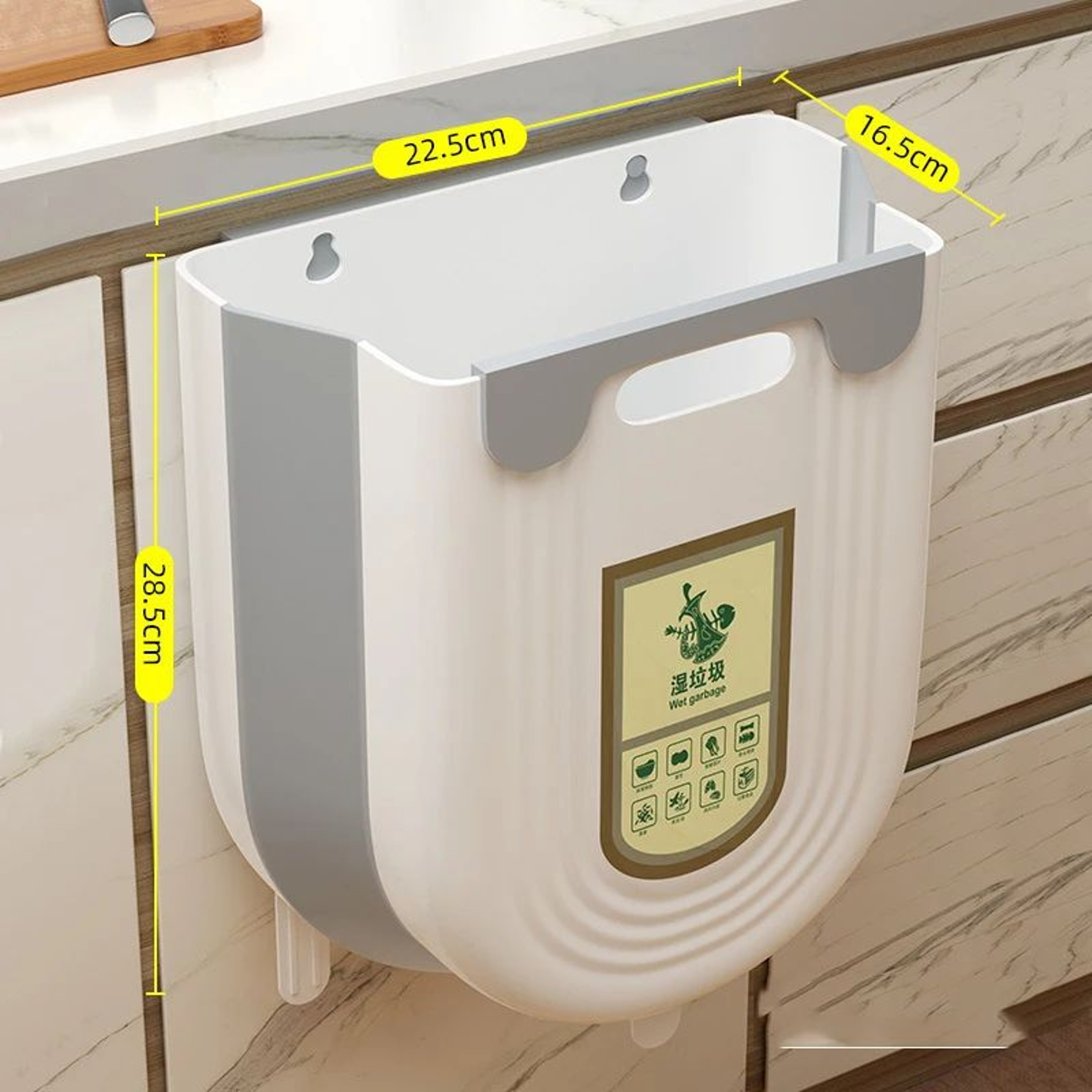 Foldable Hanging Trash Can With Cabinet Hook  Portable Countertop Waste Bin For Kitchen  Bathroom S 10