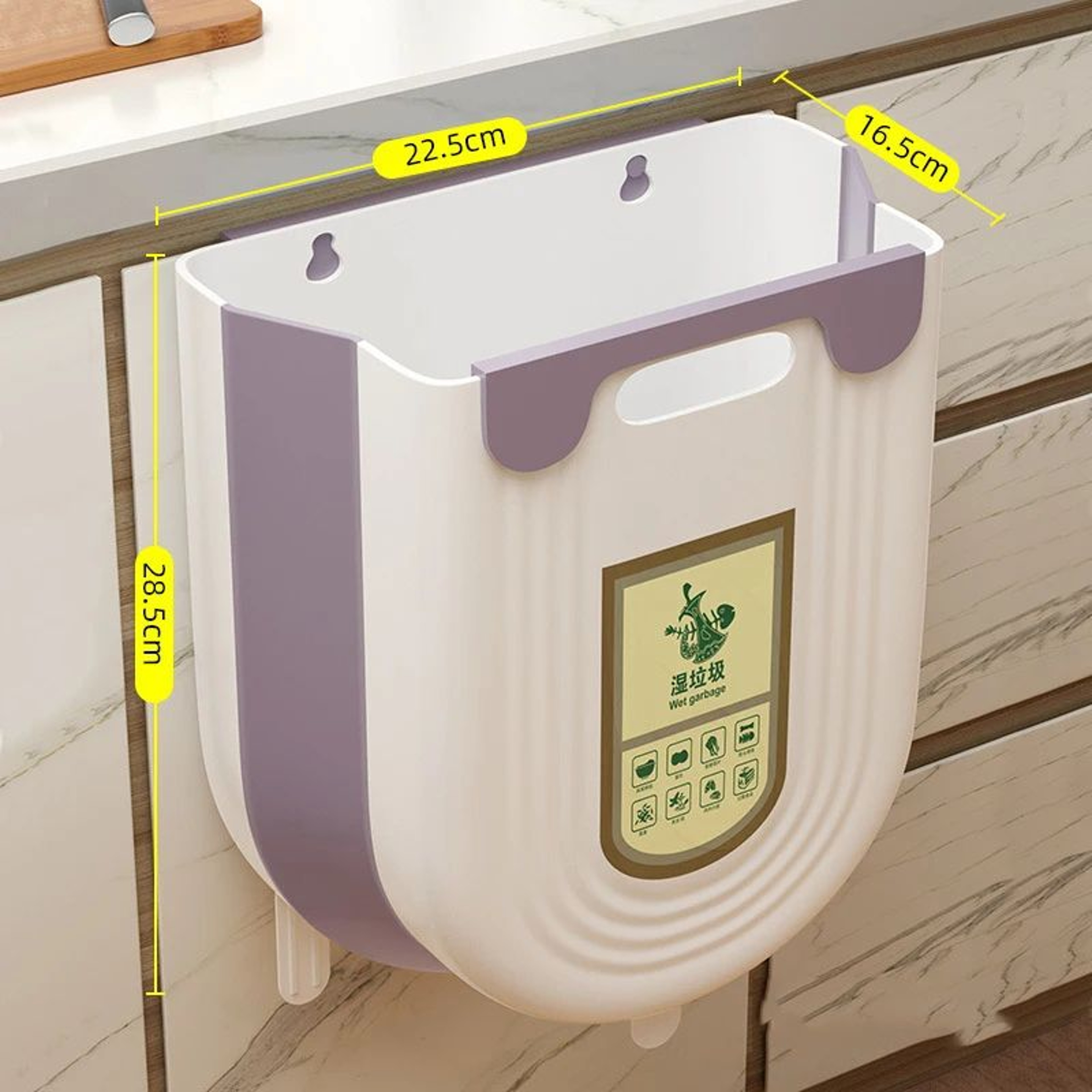 Foldable Hanging Trash Can With Cabinet Hook  Portable Countertop Waste Bin For Kitchen  Bathroom S 11