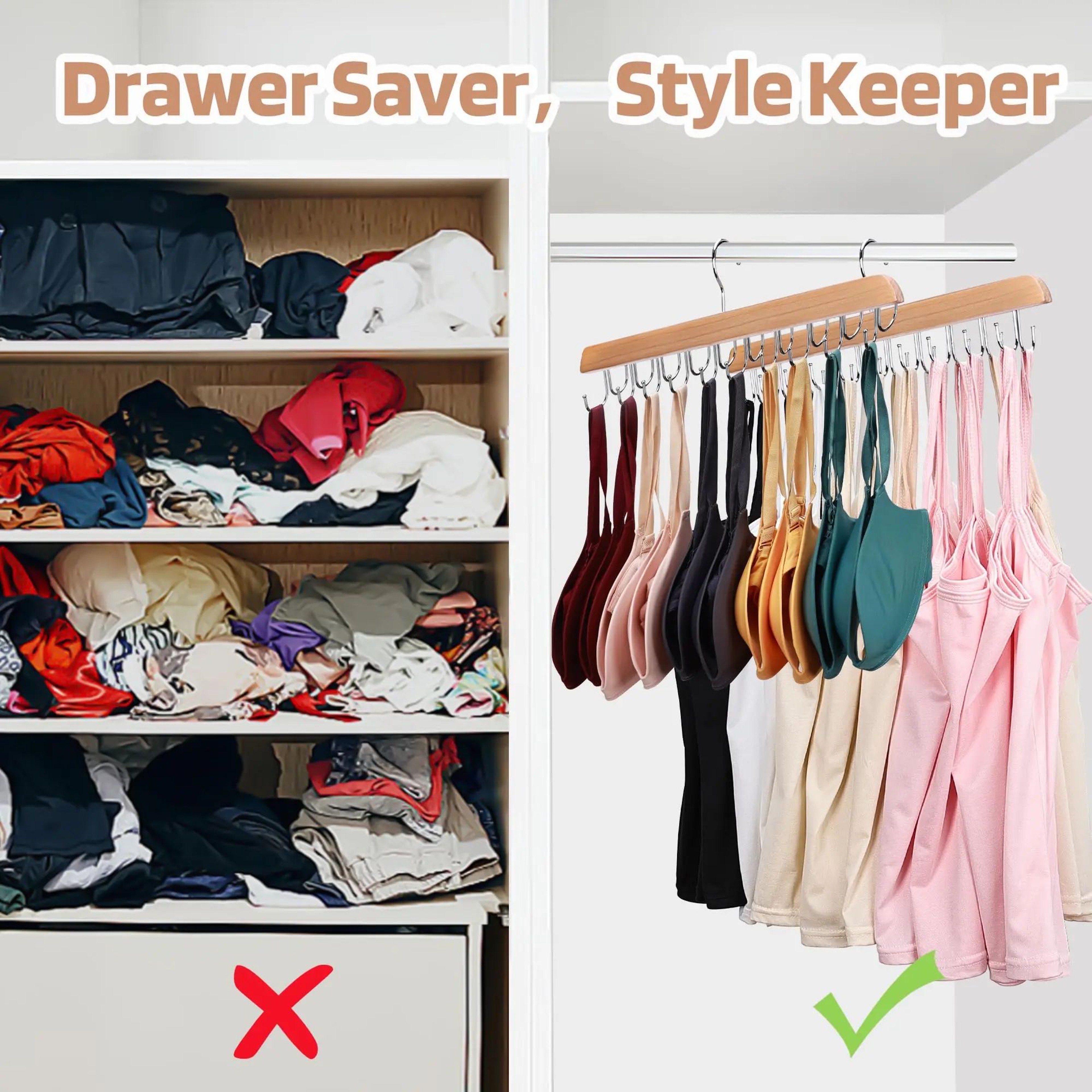 20 Hook Wooden Belt Hanger Organizer  Space Saving Scarf Belt  Tie Storage Rack For Bedroom  Closet 2