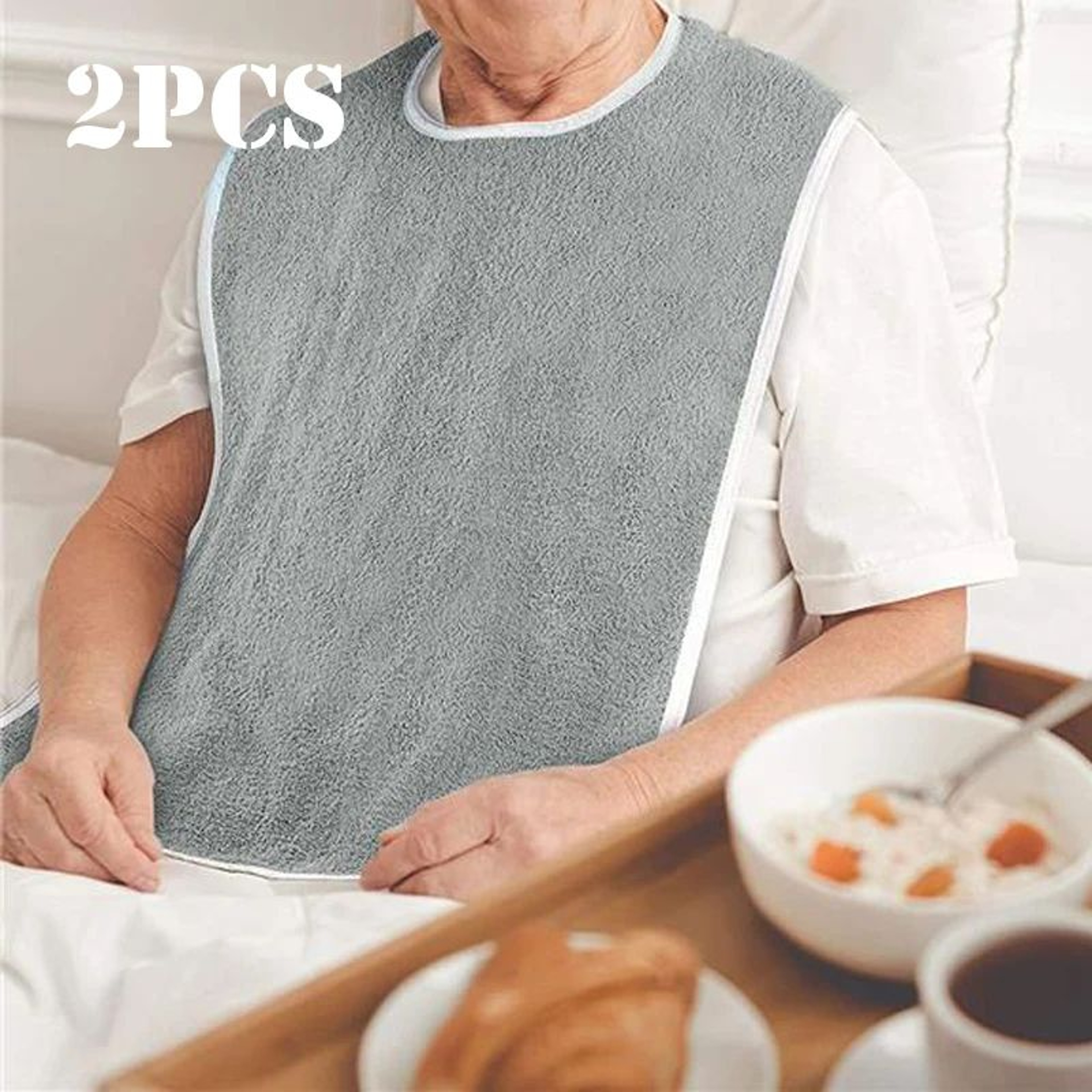 Adult Bibs For Elderly  Adults  Adjustable Machine Washable Eating Protectors With Towel Wipe 0