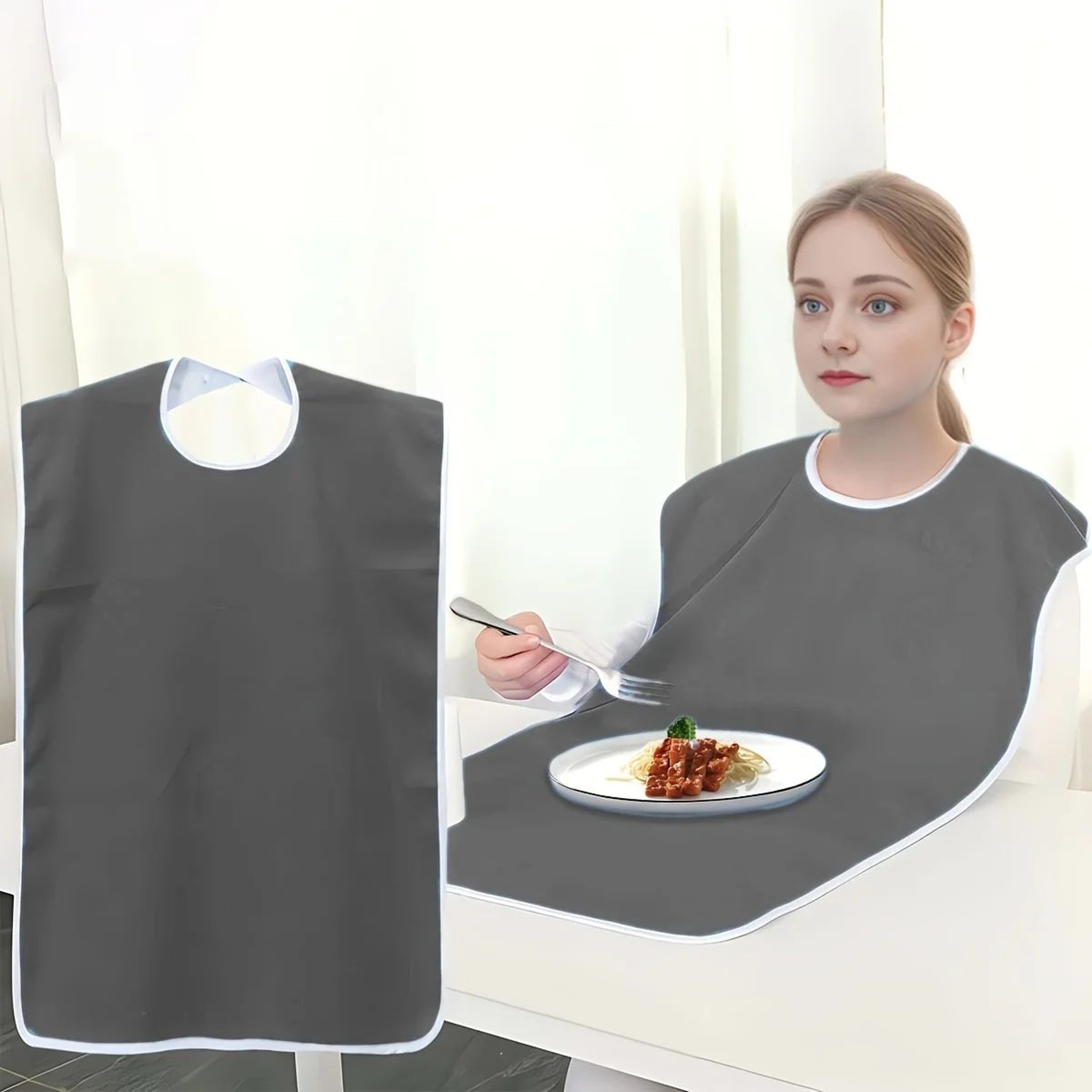 Adult Bibs For Elderly  Adults  Adjustable Machine Washable Eating Protectors With Towel Wipe 1