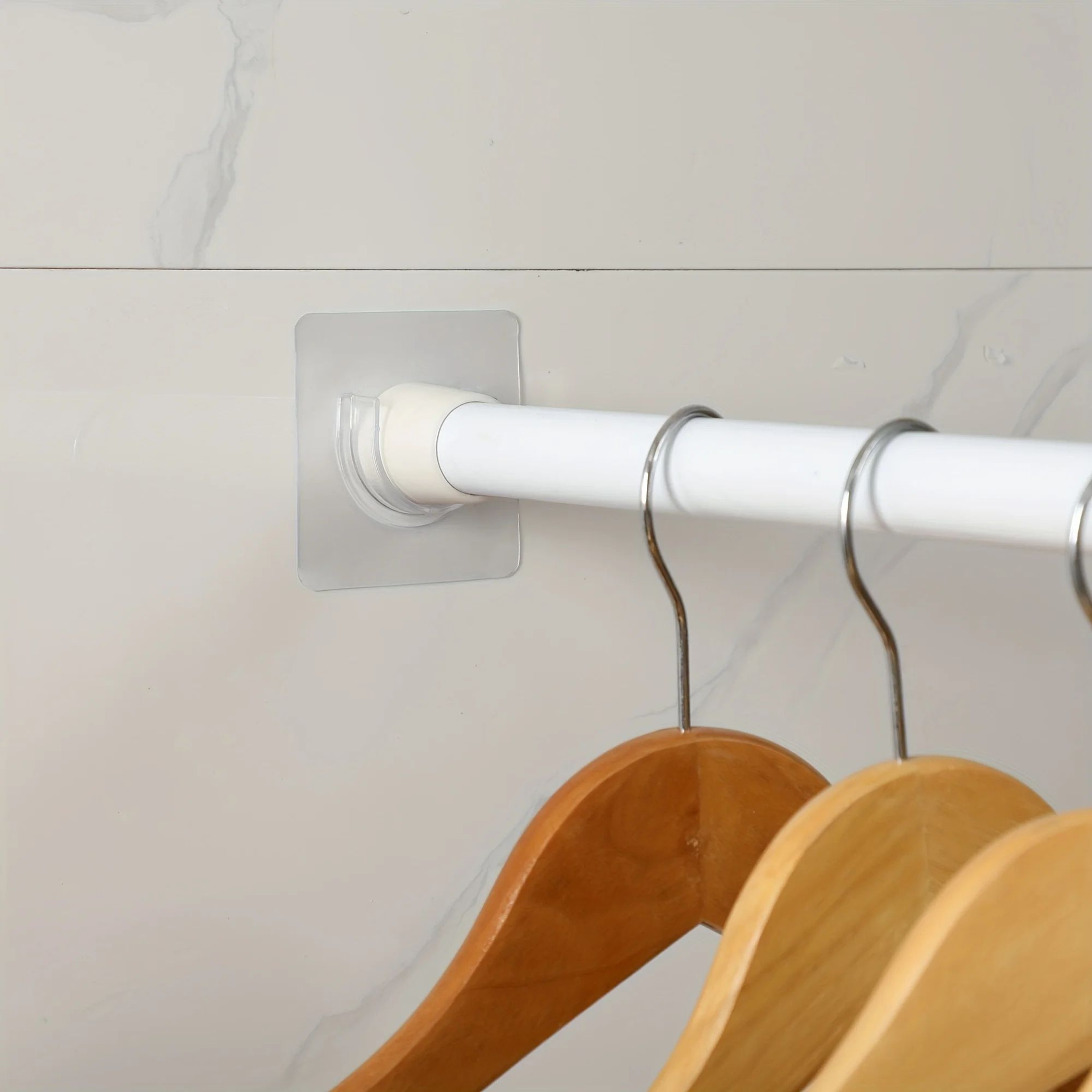 No Drill Curtain Rod Holders With Strong Adhesive  Shower  Tension Rod Brackets For Bathroom  Windo