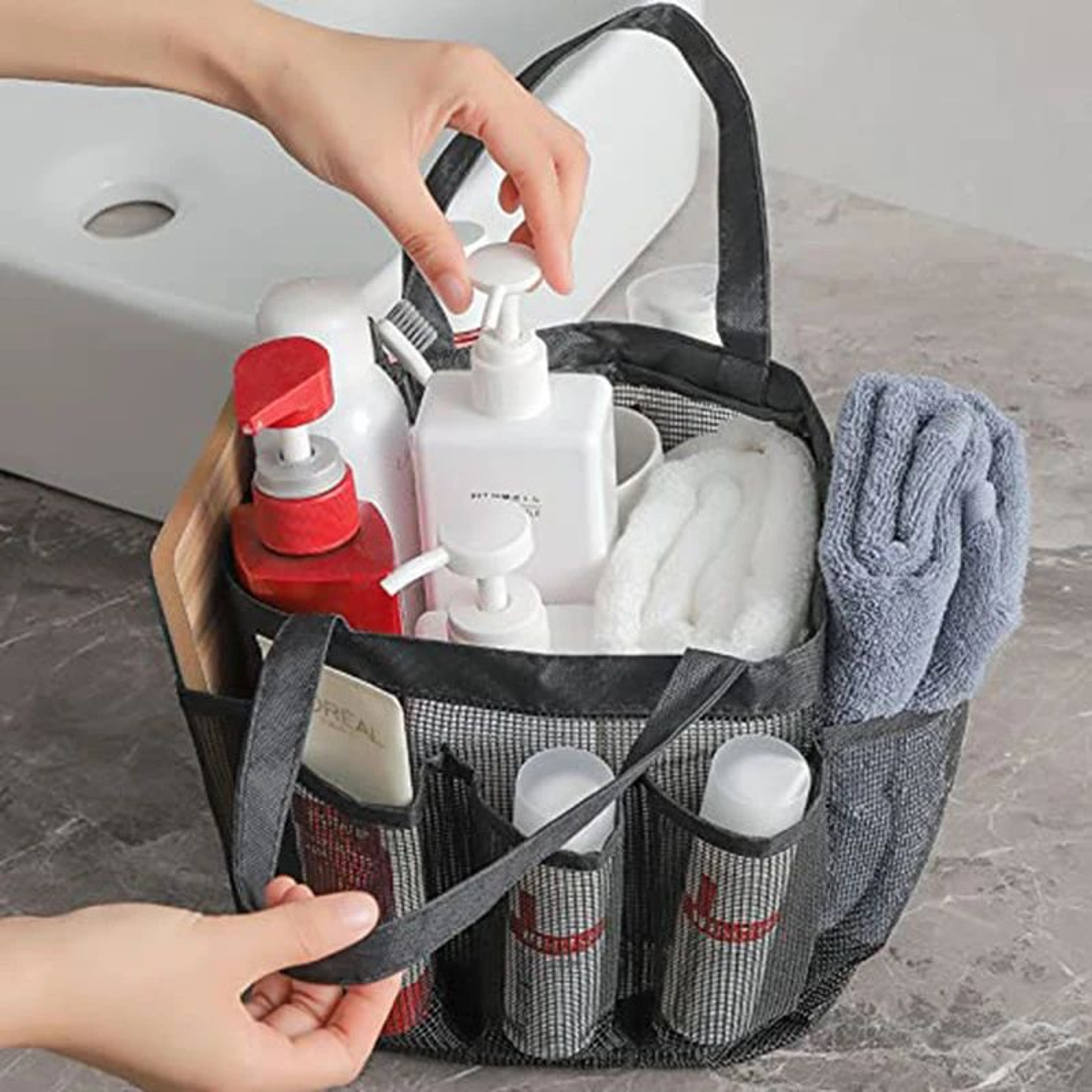 Hanging Mesh Shower Caddy  Portable 8Pocket Dorm Shower Organizer For Bathroom  Gym 0