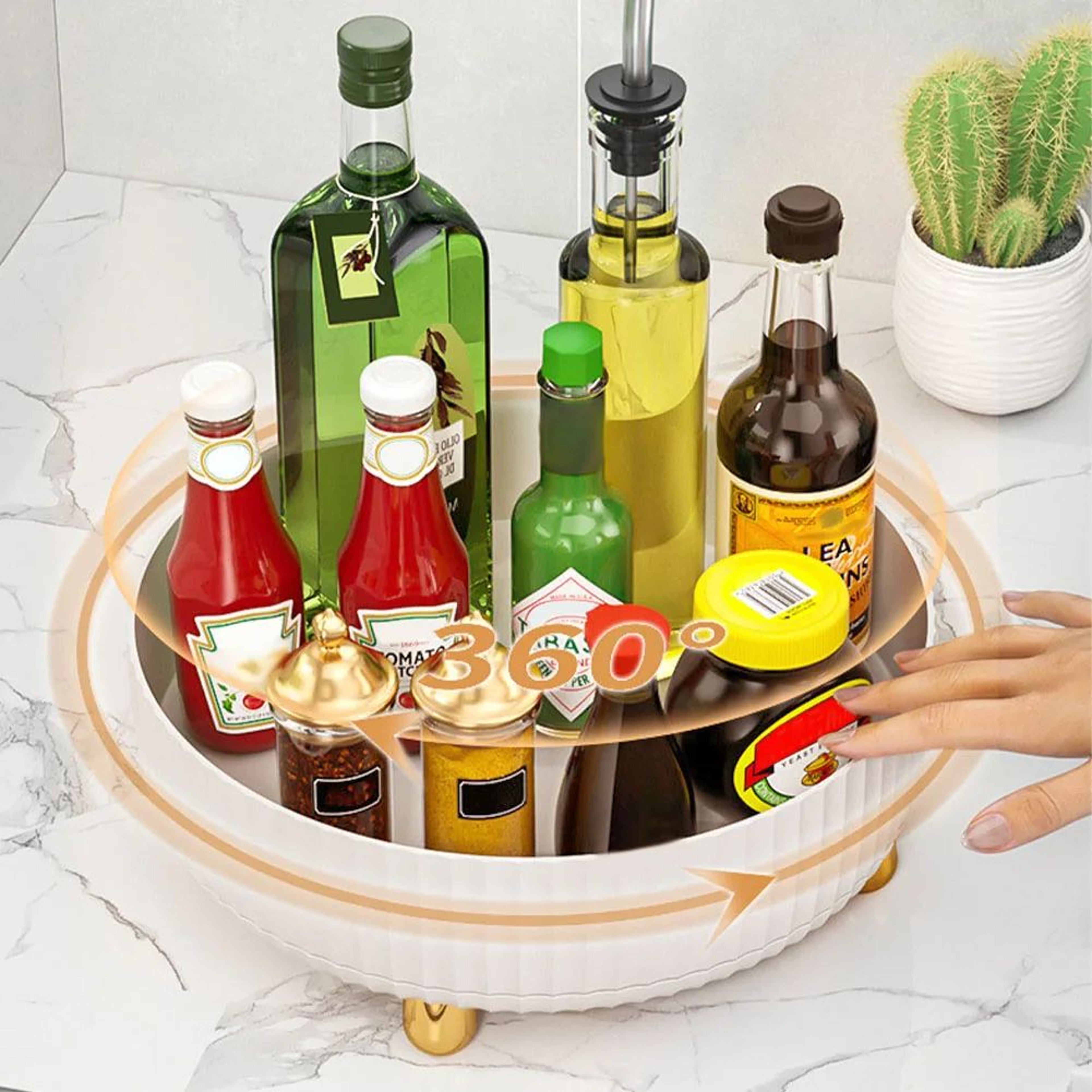 360 Rotating NonSlip Spice Rack Organizer  Wide Base Pantry Cabinet Turntable For Kitchen Seasoning 4
