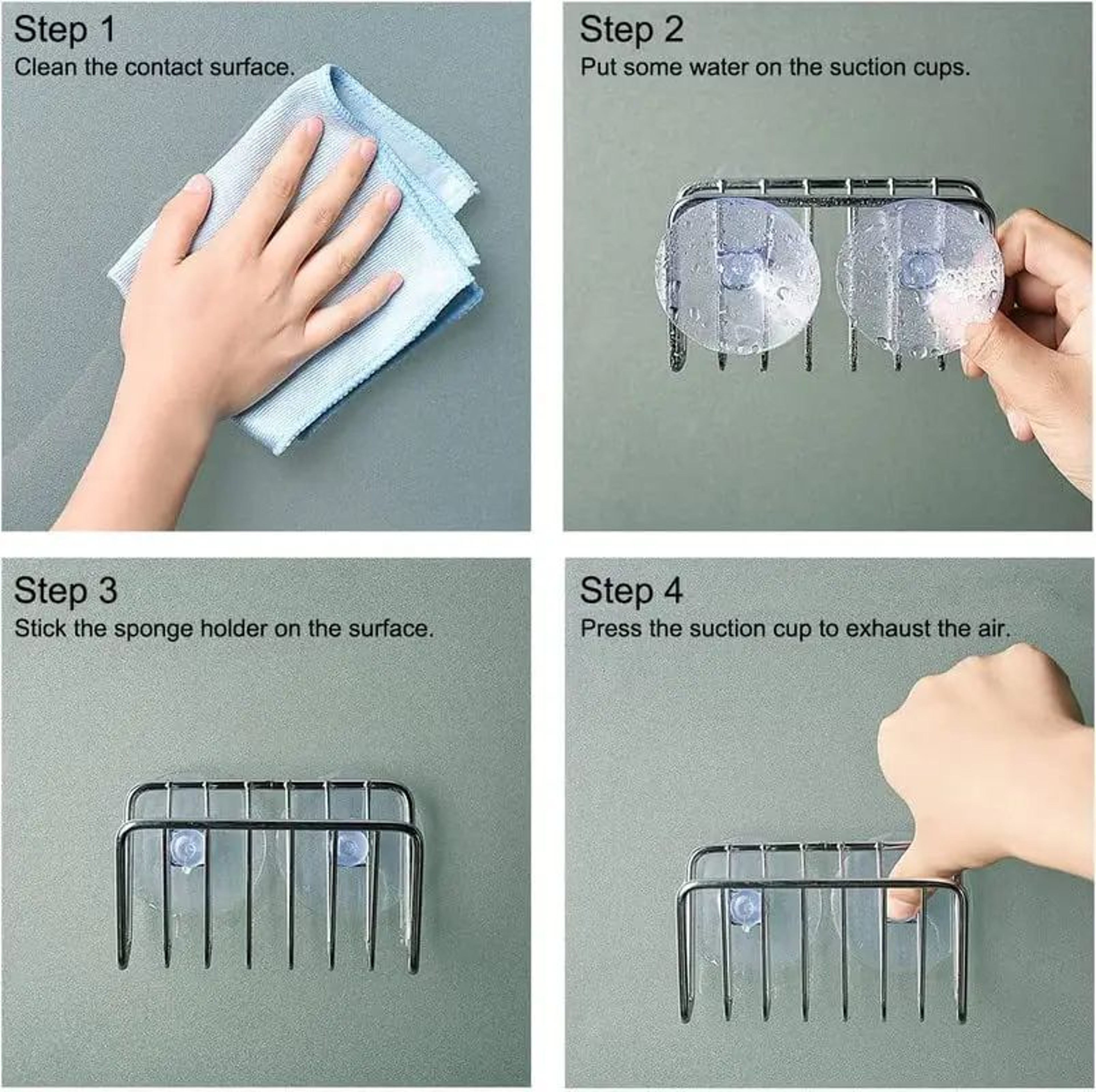 Stainless Steel Sponge Holder With Suction Cup  Kitchen Sink Caddy Organizer For Dish Sponges  Scru 3