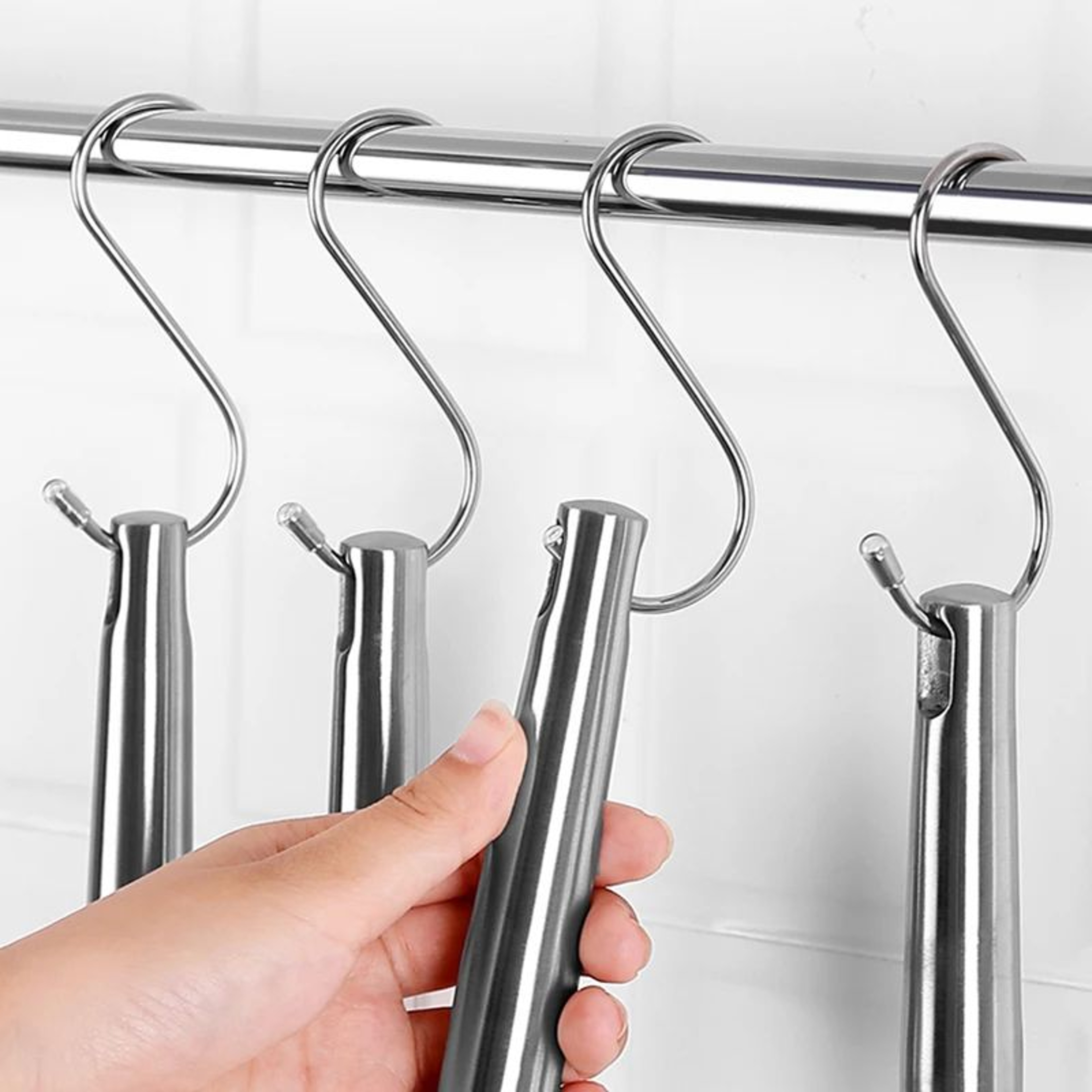 10 Pcs 304 Stainless Steel S Hooks  Heavy Duty Kitchen Railing Hanging Hooks For Clothes Handbags