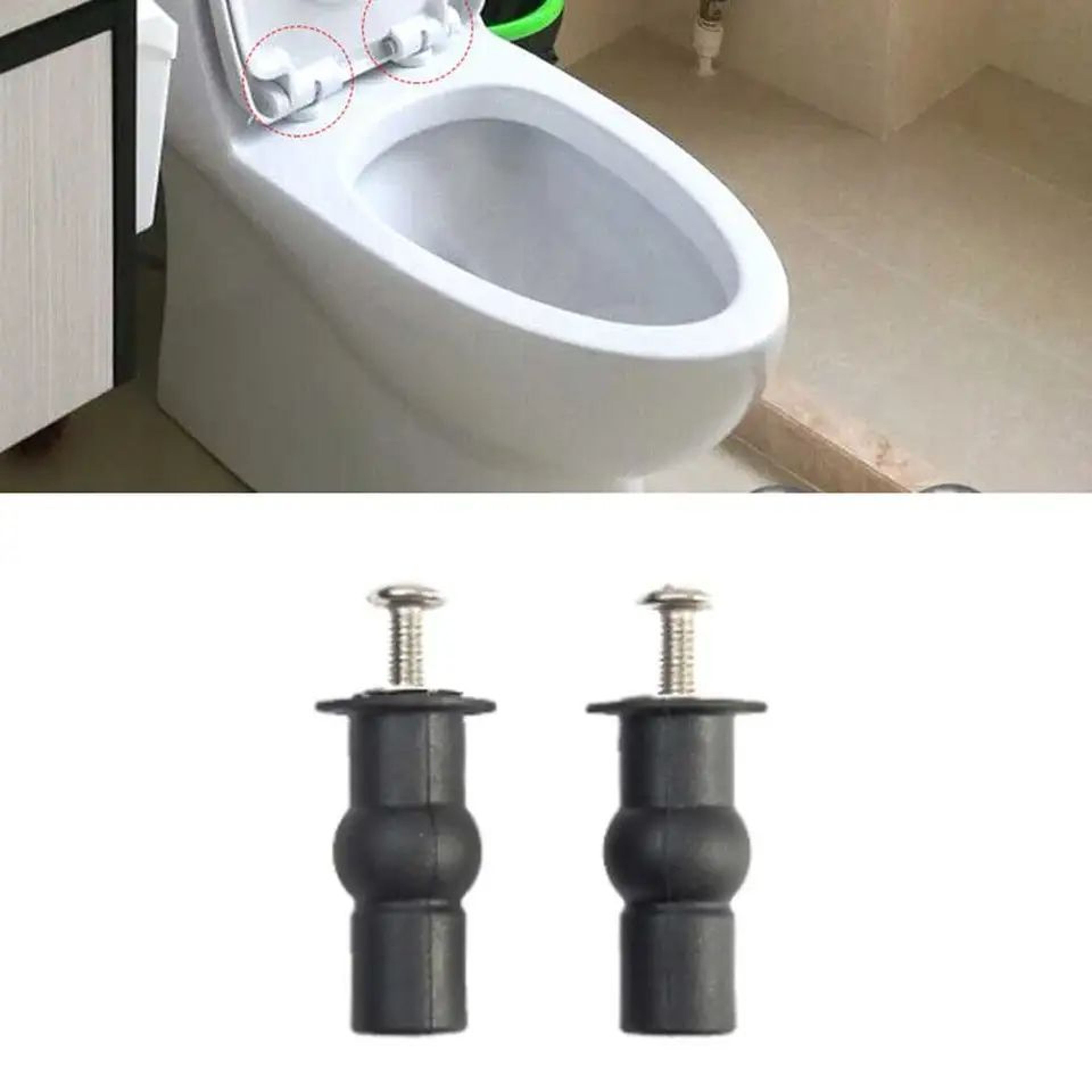 2 Pcs Toilet Seat Fixing Kit  Top Fix Expansion Screws With Rubber Well Nuts For Secure Hinge Insta 0