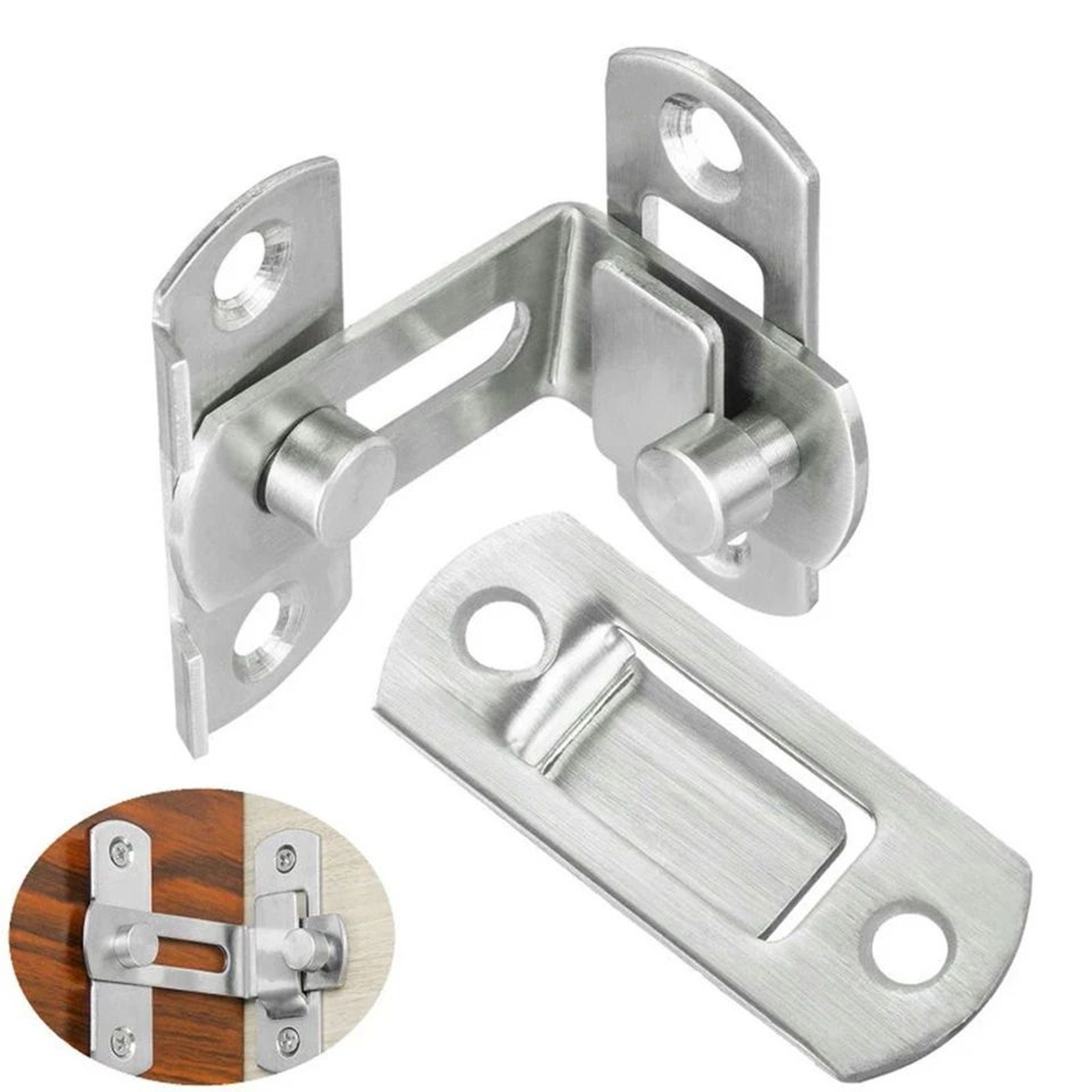 90 Stainless Steel Sliding Door Lock  Right Angle Latch Bolt For Barn Doors Cabinets  Closets 2