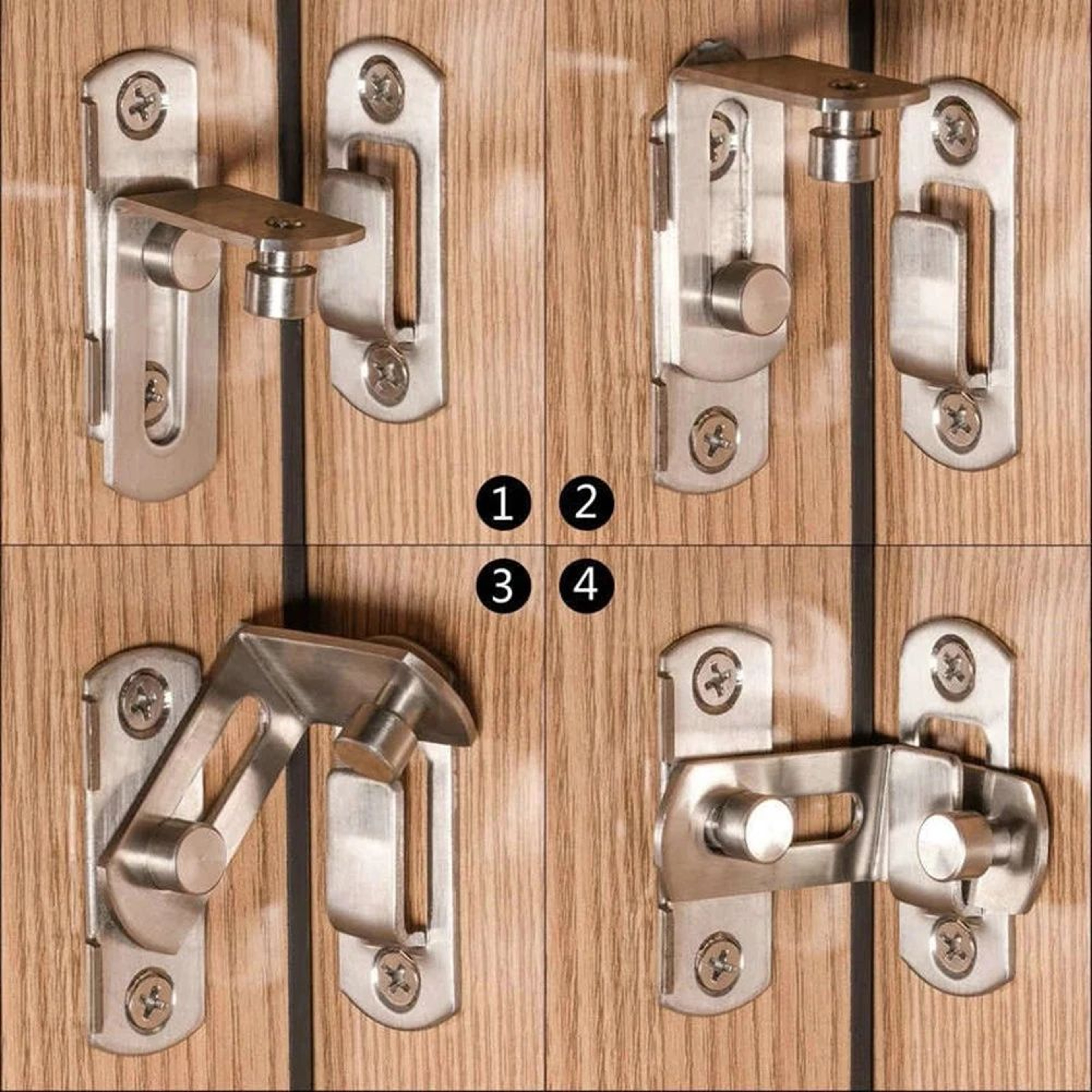 90 Stainless Steel Sliding Door Lock  Right Angle Latch Bolt For Barn Doors Cabinets  Closets 5