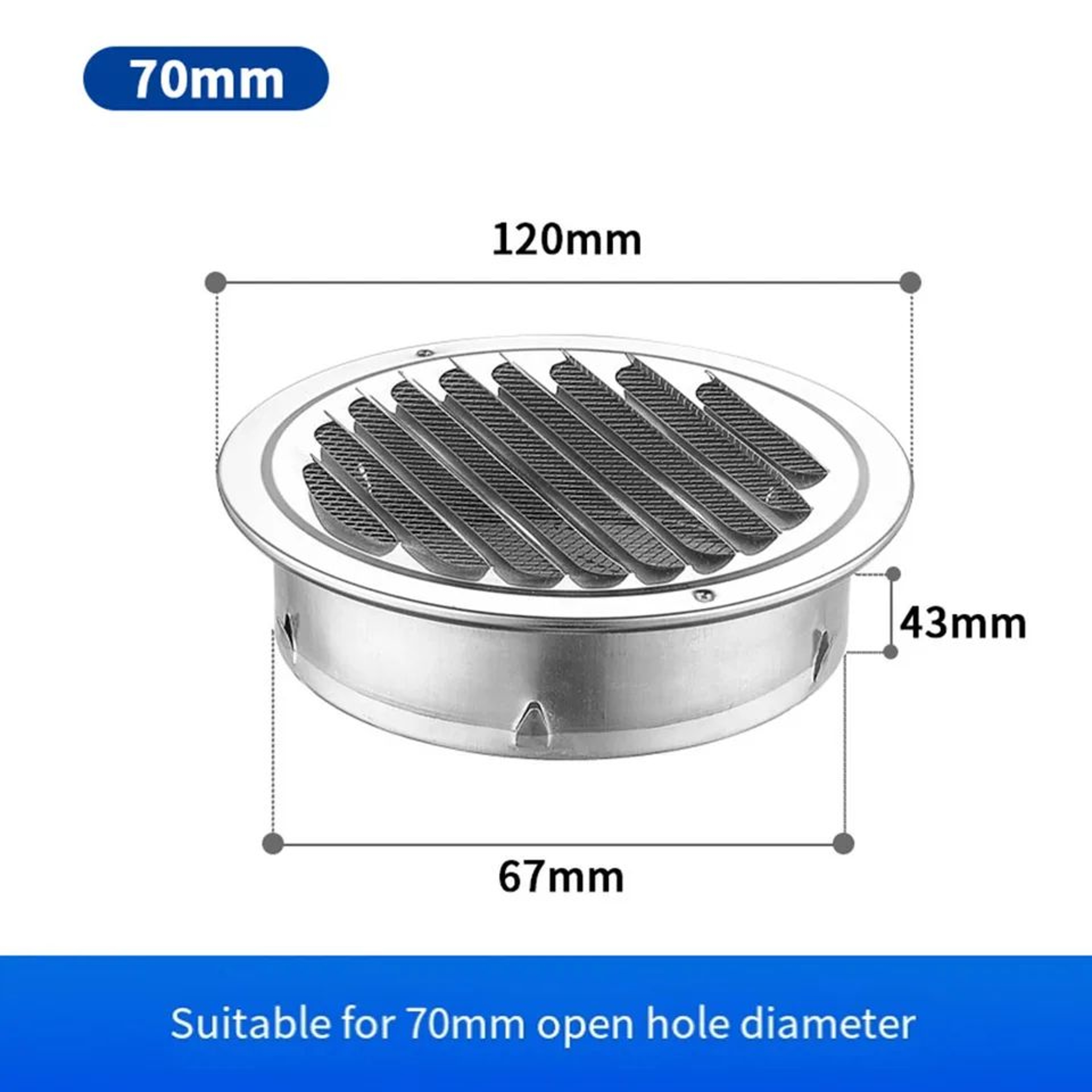 Round Stainless Steel Air Vent Grille  Exterior Wall Vent Cover With Insect Protection 5