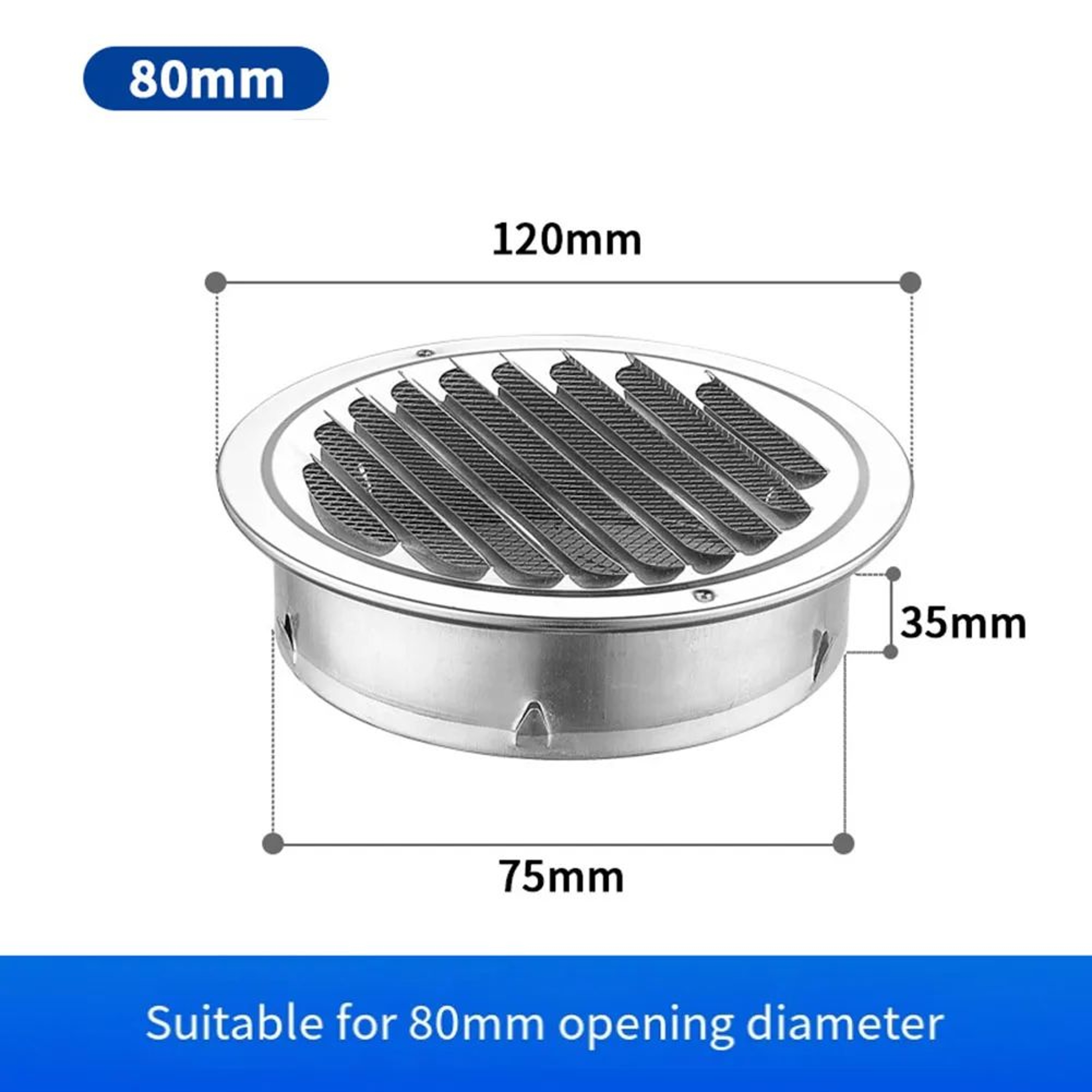 Round Stainless Steel Air Vent Grille  Exterior Wall Vent Cover With Insect Protection 9