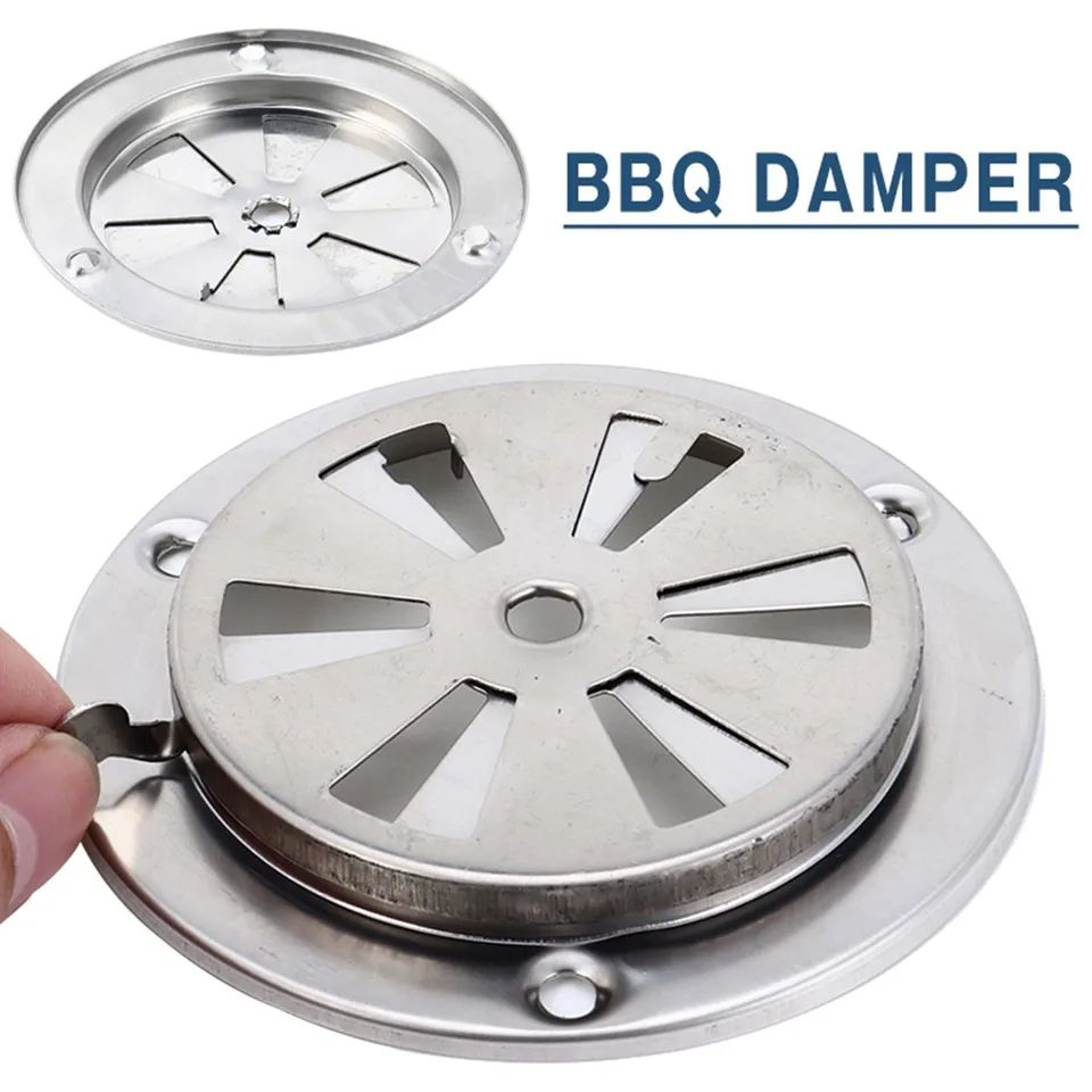 Stainless Steel BBQ Smoker Exhaust Vent  Adjustable Air Vent Damper Replacement Part 0