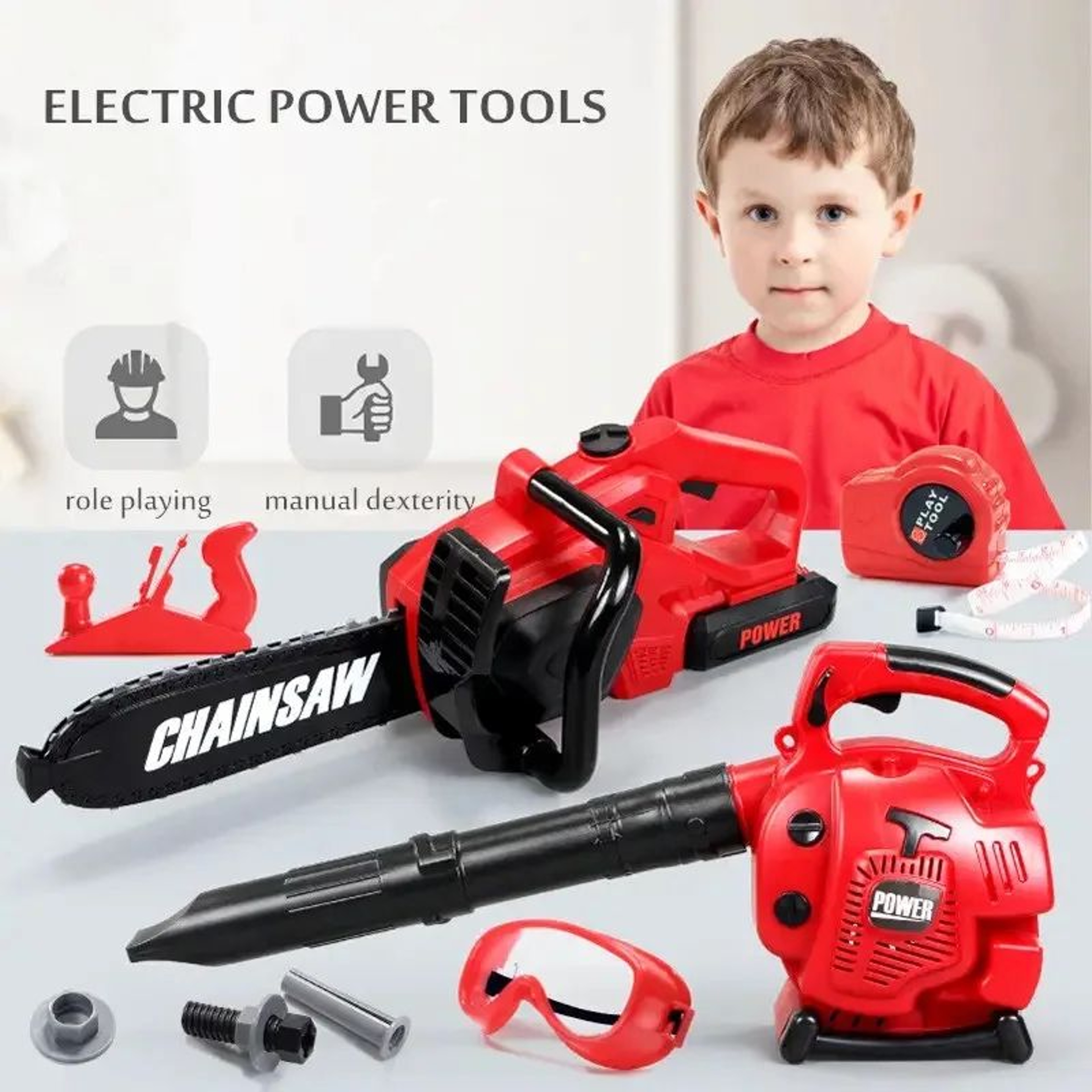 Kids Electric Toy Chainsaw  Large Size Safe Pretend Play Tool For Children Realistic Sound  Action 0
