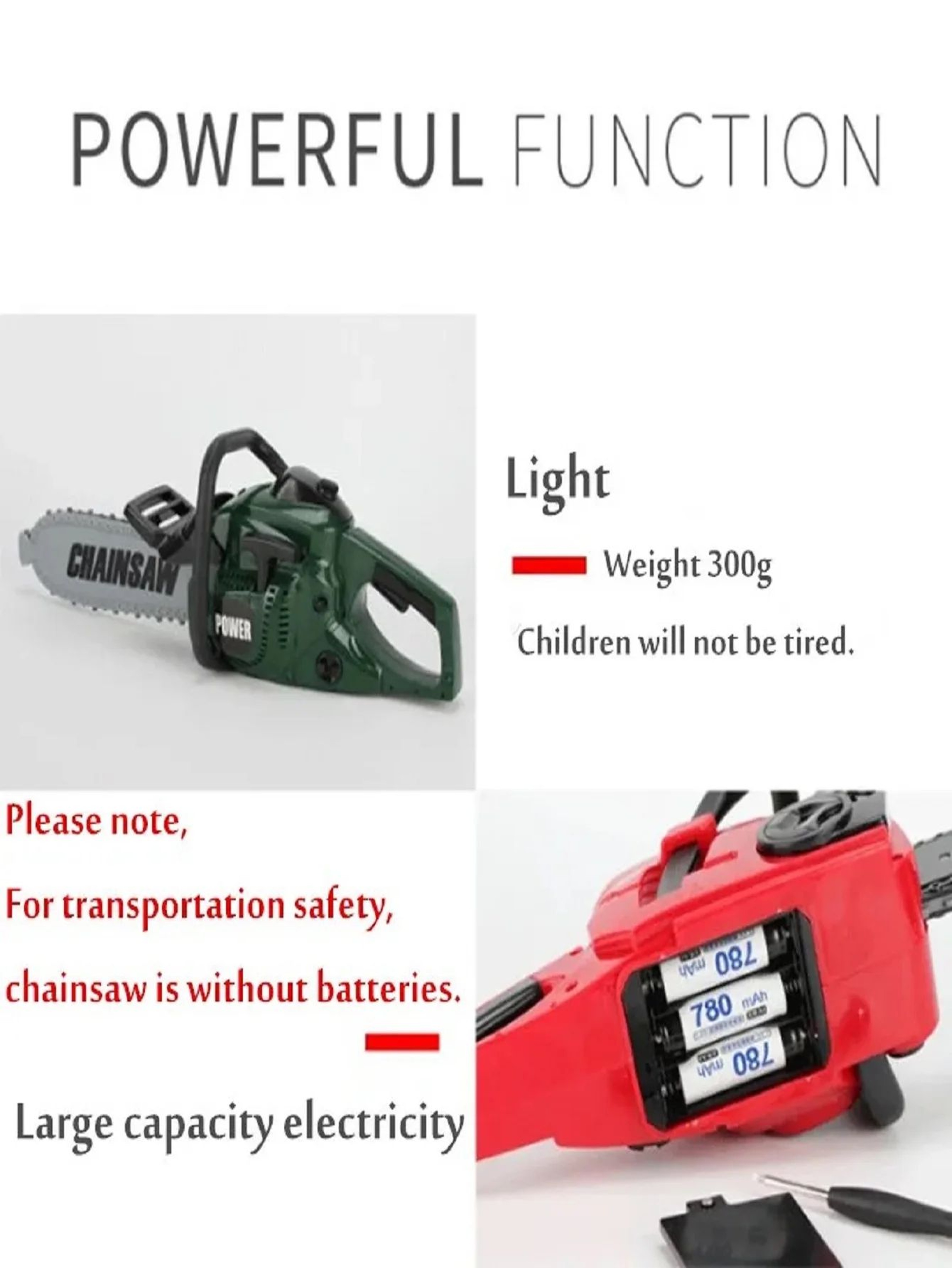 Kids Electric Toy Chainsaw  Large Size Safe Pretend Play Tool For Children Realistic Sound  Action 4