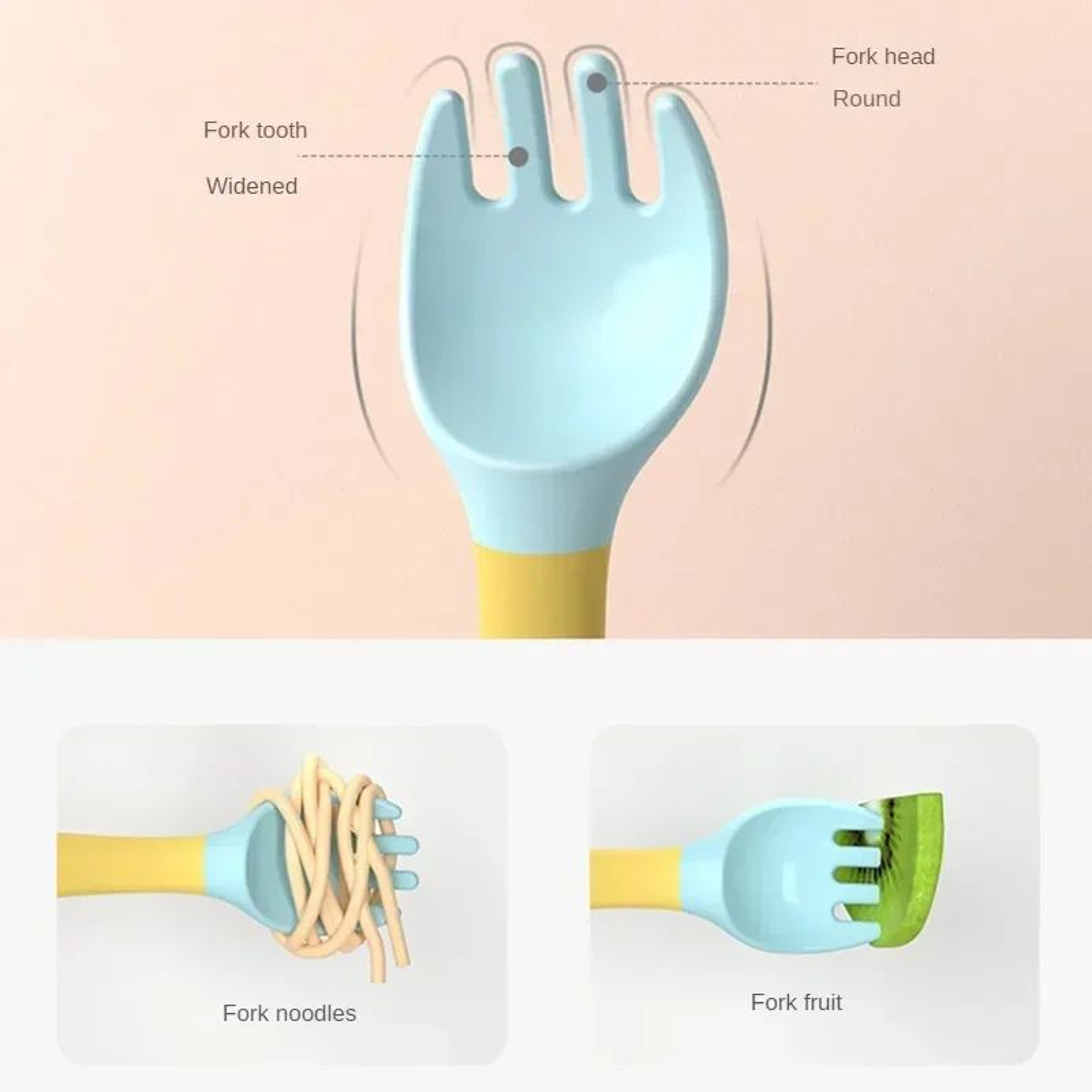 Baby Silicone Spoon  Fork Set  Soft Bendable Toddler Training Feeding Utensils 3