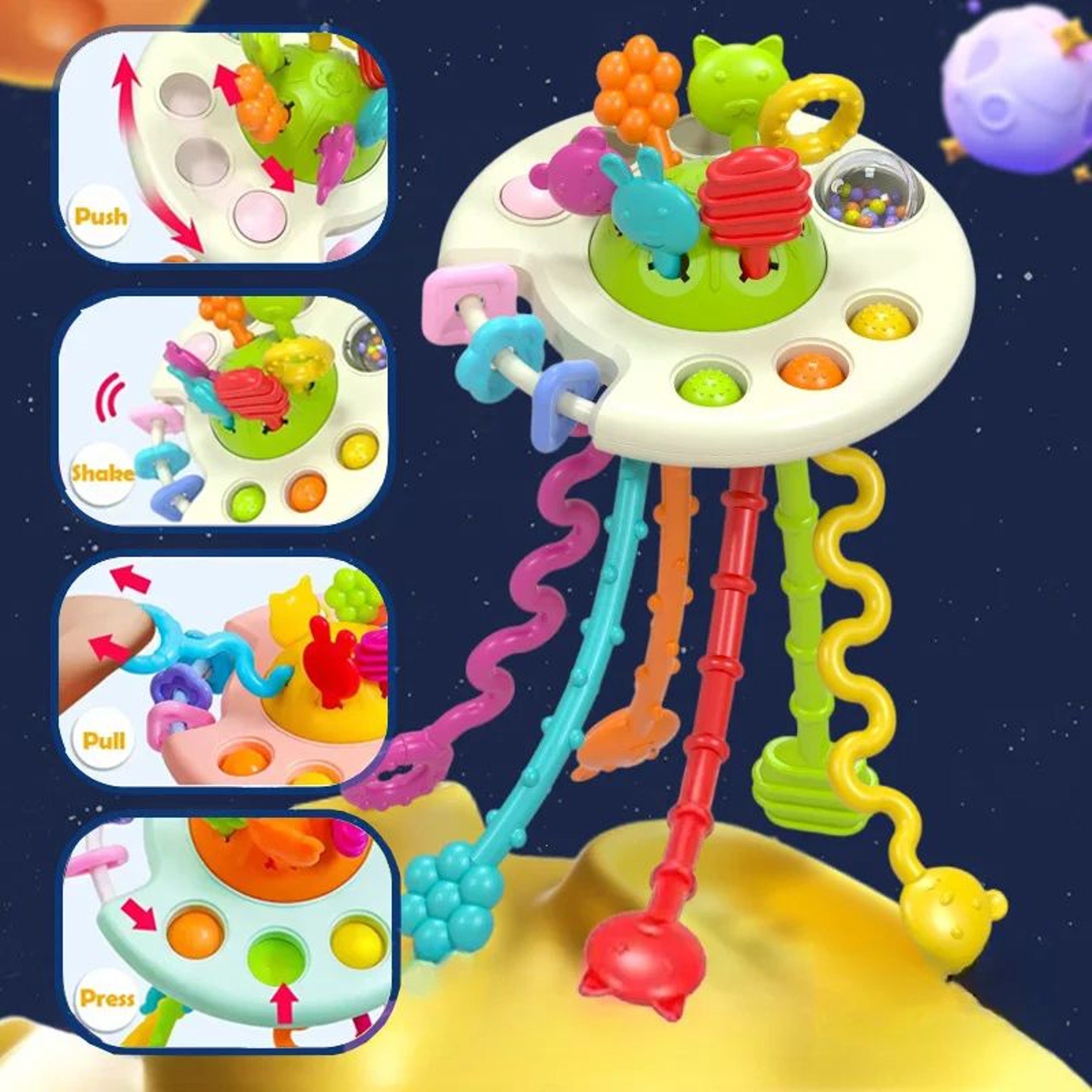 Montessori Sensory Pull String Toy  BPAFree Baby Educational Teething  Fine Motor Training 13Y 1