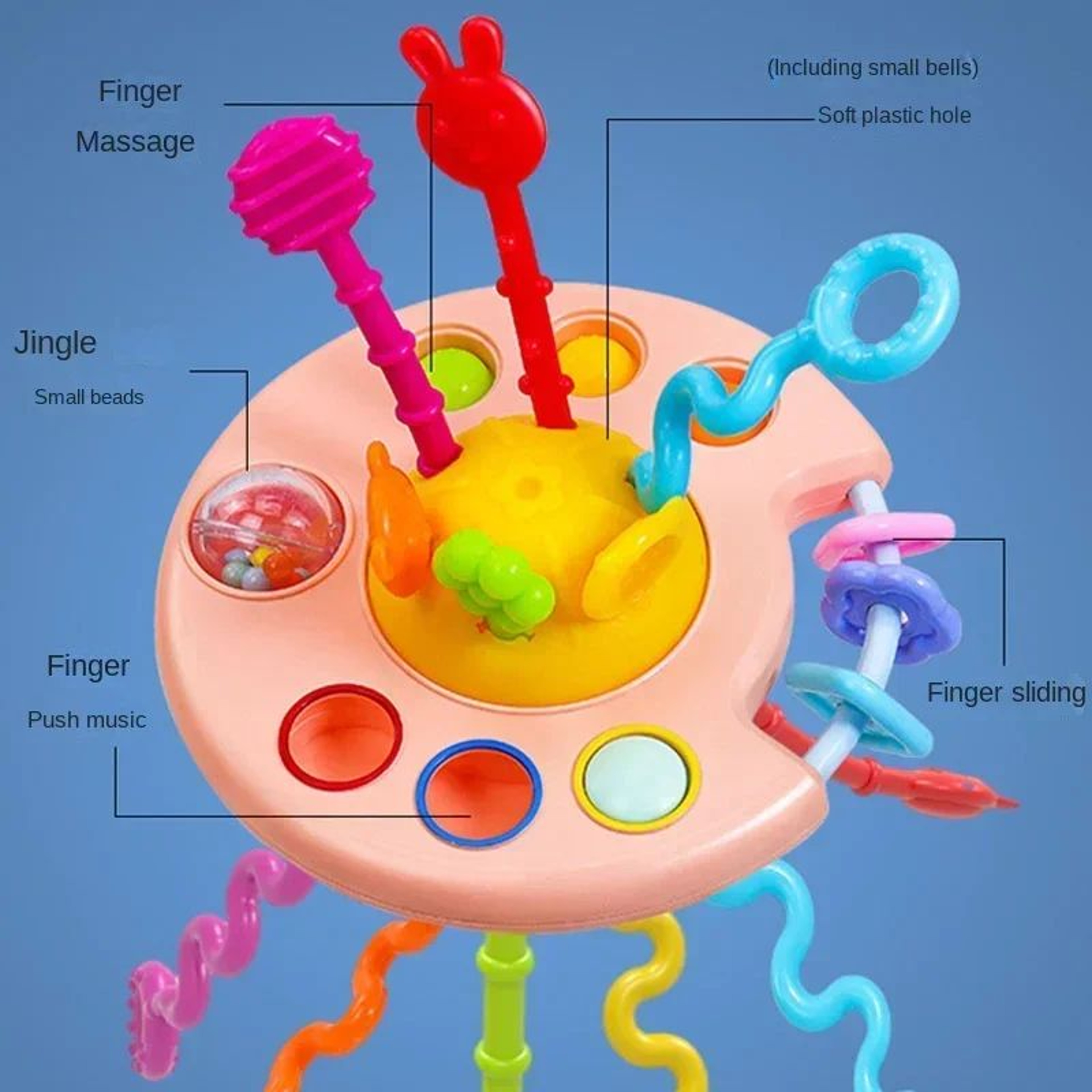 Montessori Sensory Pull String Toy  BPAFree Baby Educational Teething  Fine Motor Training 13Y 4