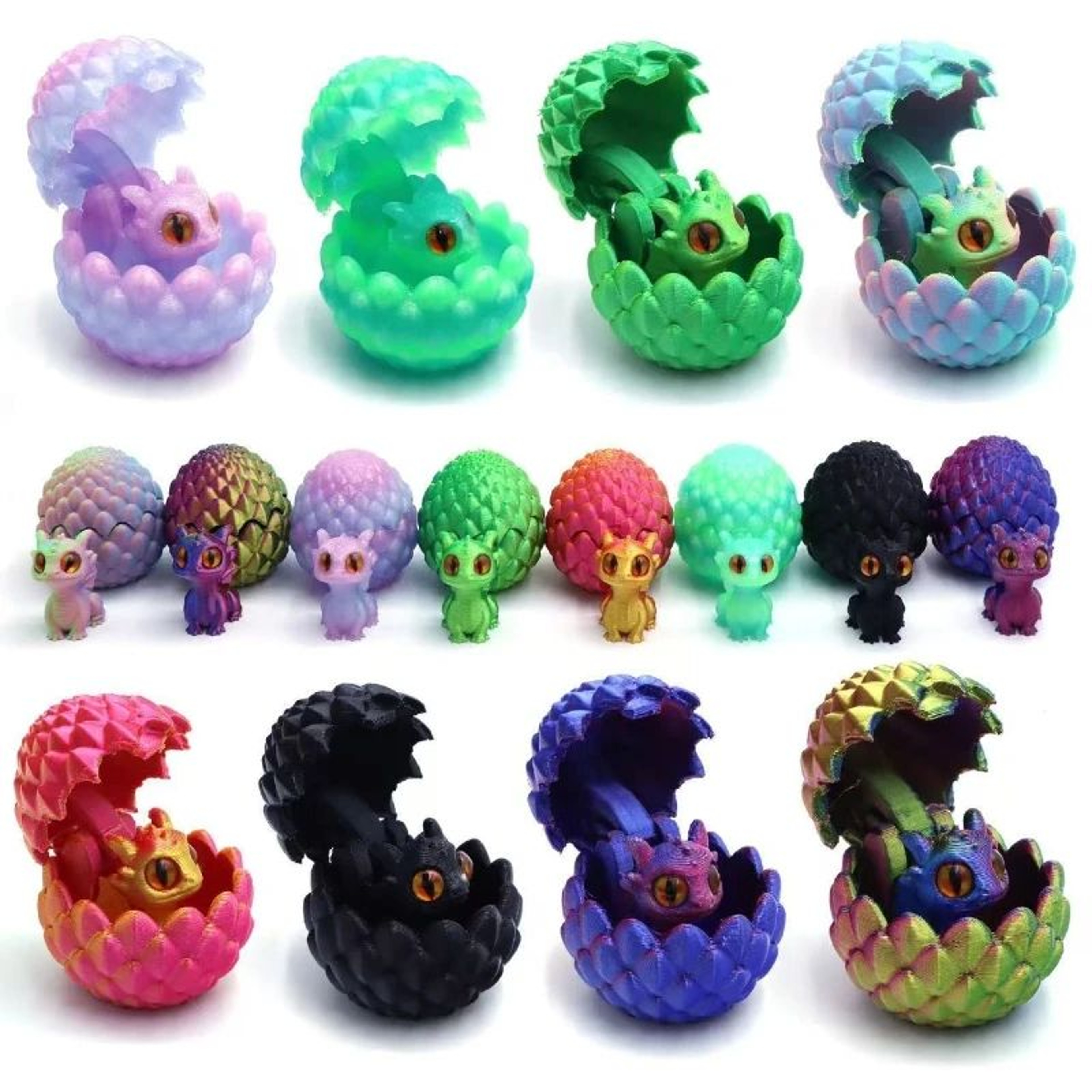 3D Printed Mini Dragon Toy With Eggs  Fantasy Collectible Decor  Gift For Kids 0