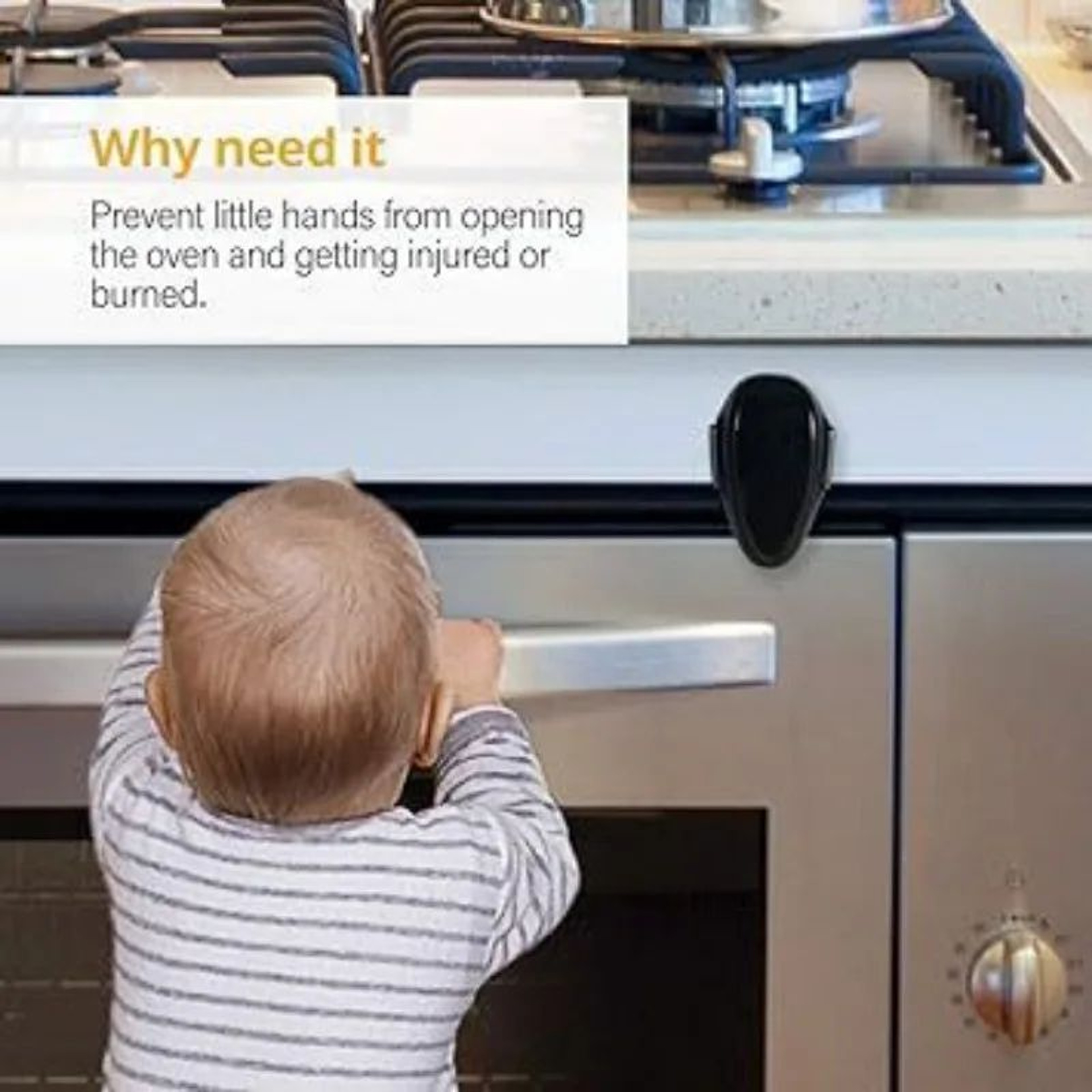 Baby Oven Door Safety Lock  Childproof HeatResistant Kitchen Lock For Toddlers 4