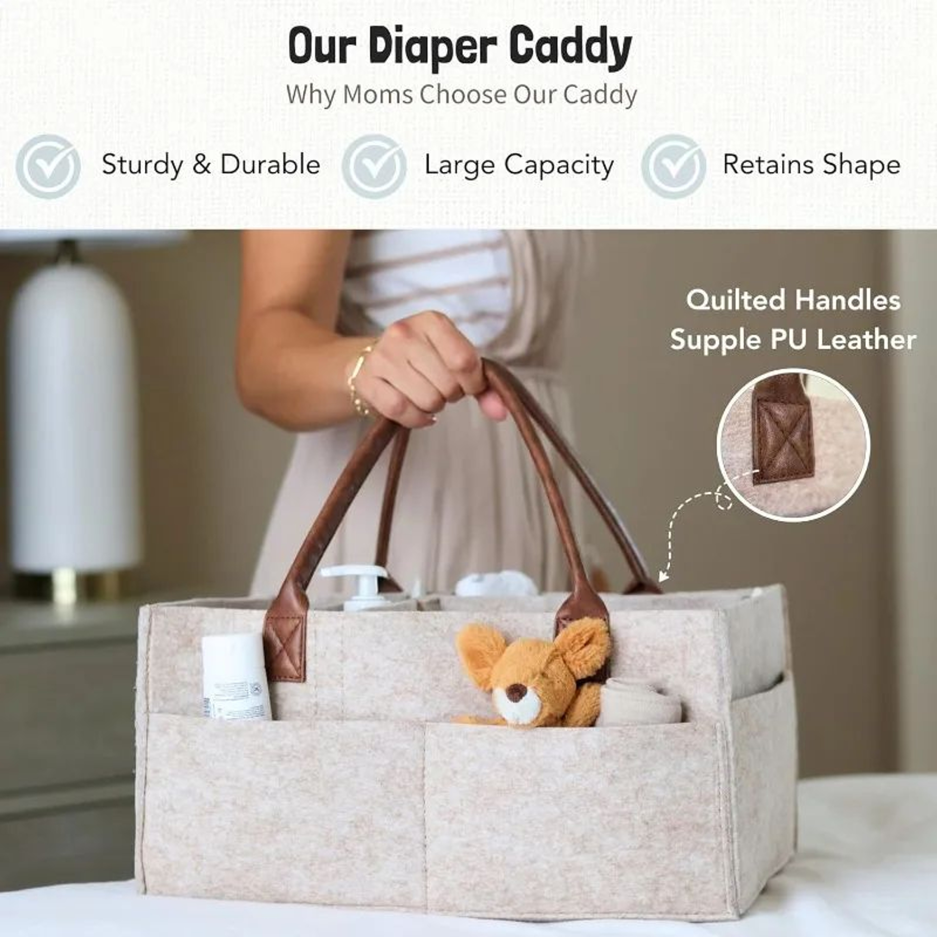 Nursery Diaper Caddy Organizer  Portable Storage Bin For Diapers Wipes  Changing Supplies 5