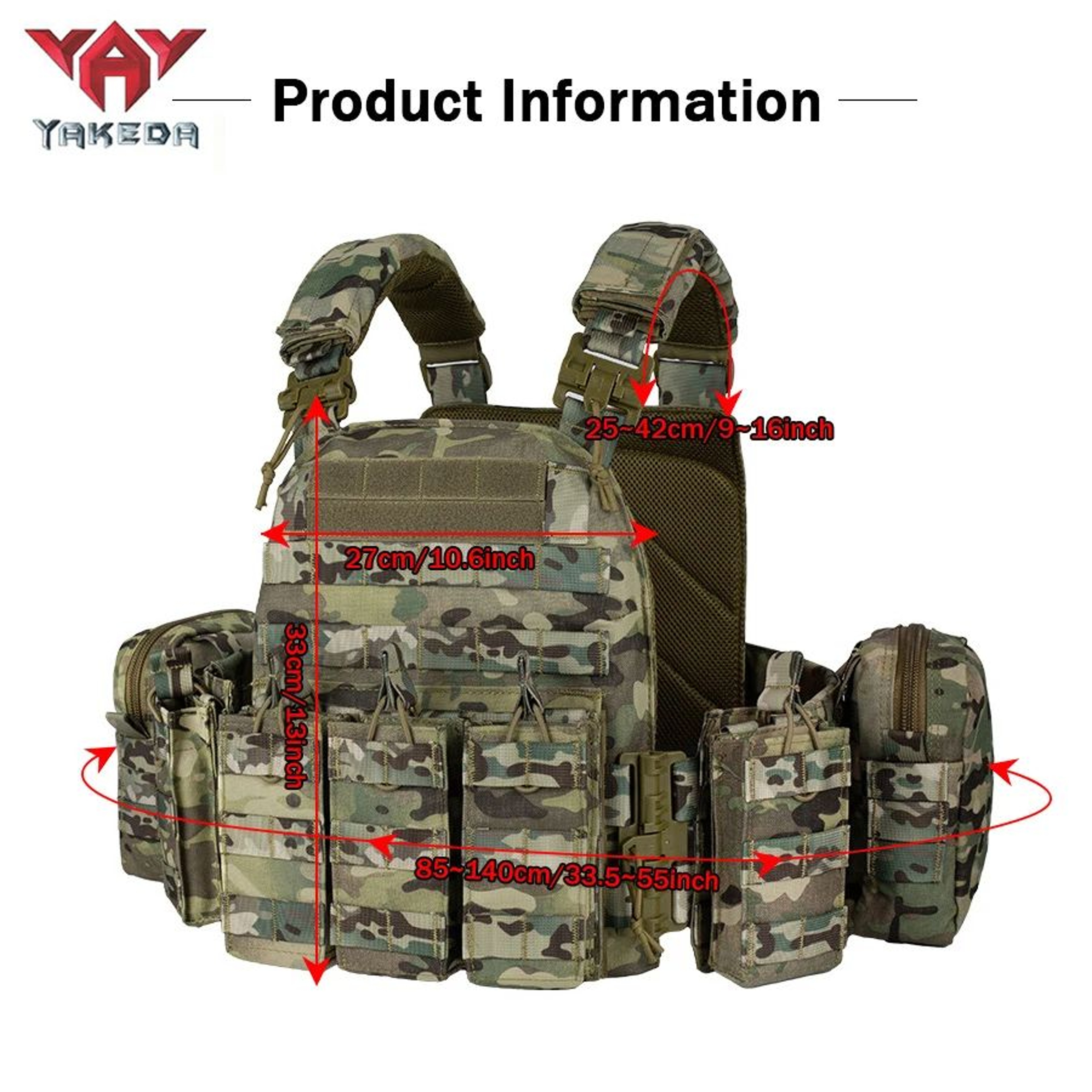 YAKEDA QuickRelease Tactical Training Vest  Breathable WearResistant MOLLE Expandable Vest 4