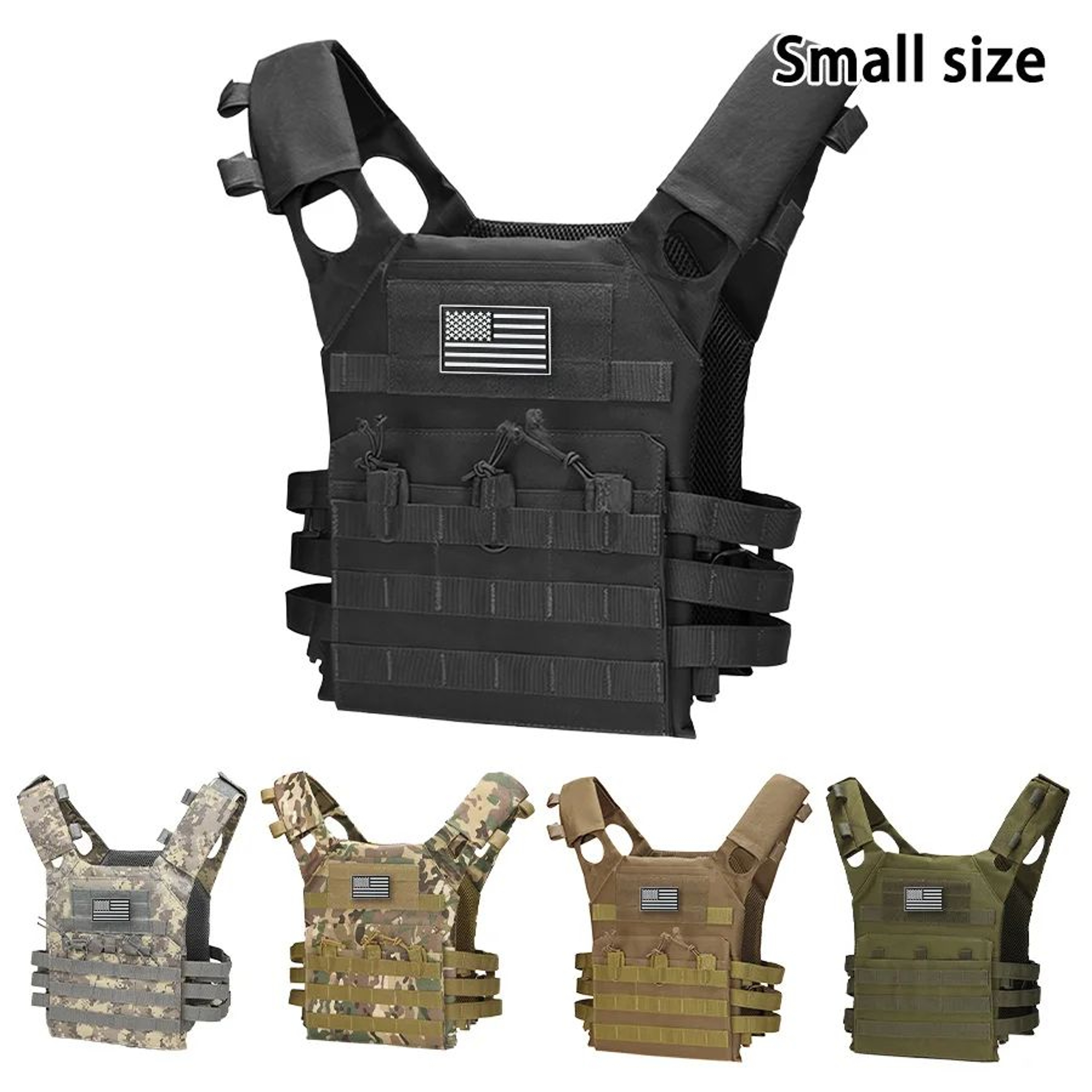 MOLLE Tactical Training JPC Vest  Lightweight Multifunctional Outdoor Vest With US Flag Patch 2