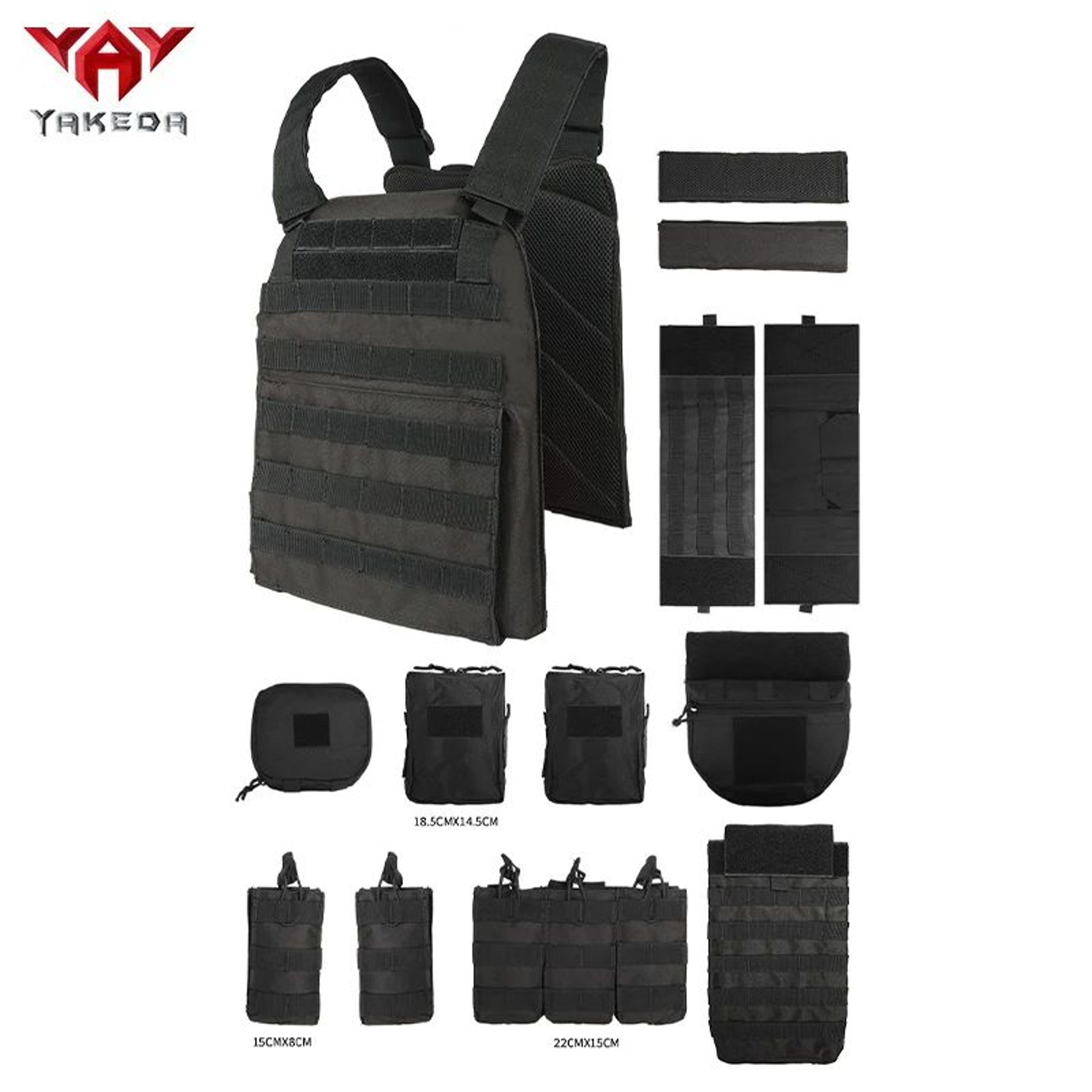 YAKEDA Tactical Training Vest With 5Pcs Equipment Bag Set  Detachable Expandable Waterproof  WearRe 3