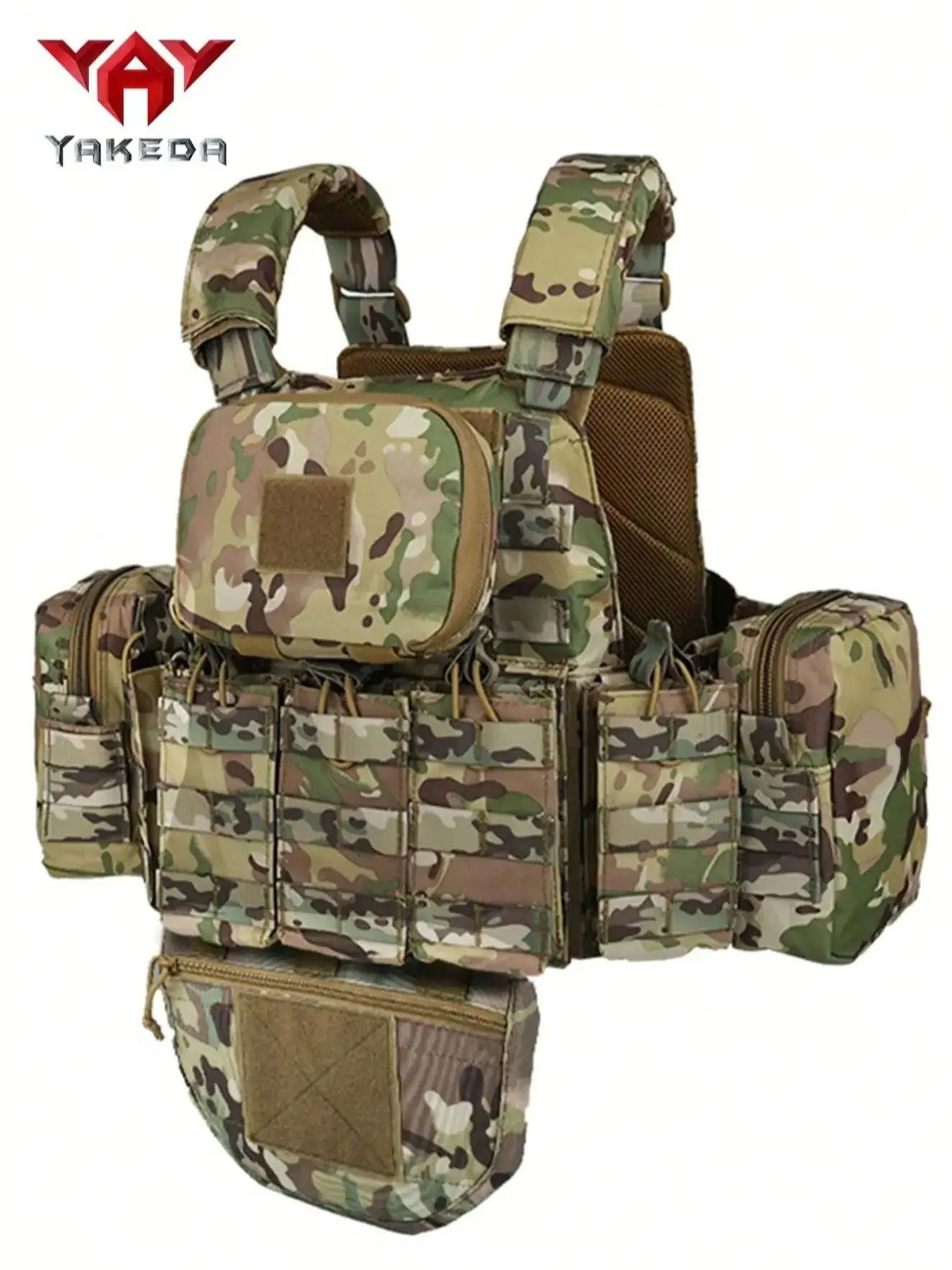 YAKEDA Tactical Training Vest With 5Pcs Equipment Bag Set  Detachable Expandable Waterproof  WearRe 10