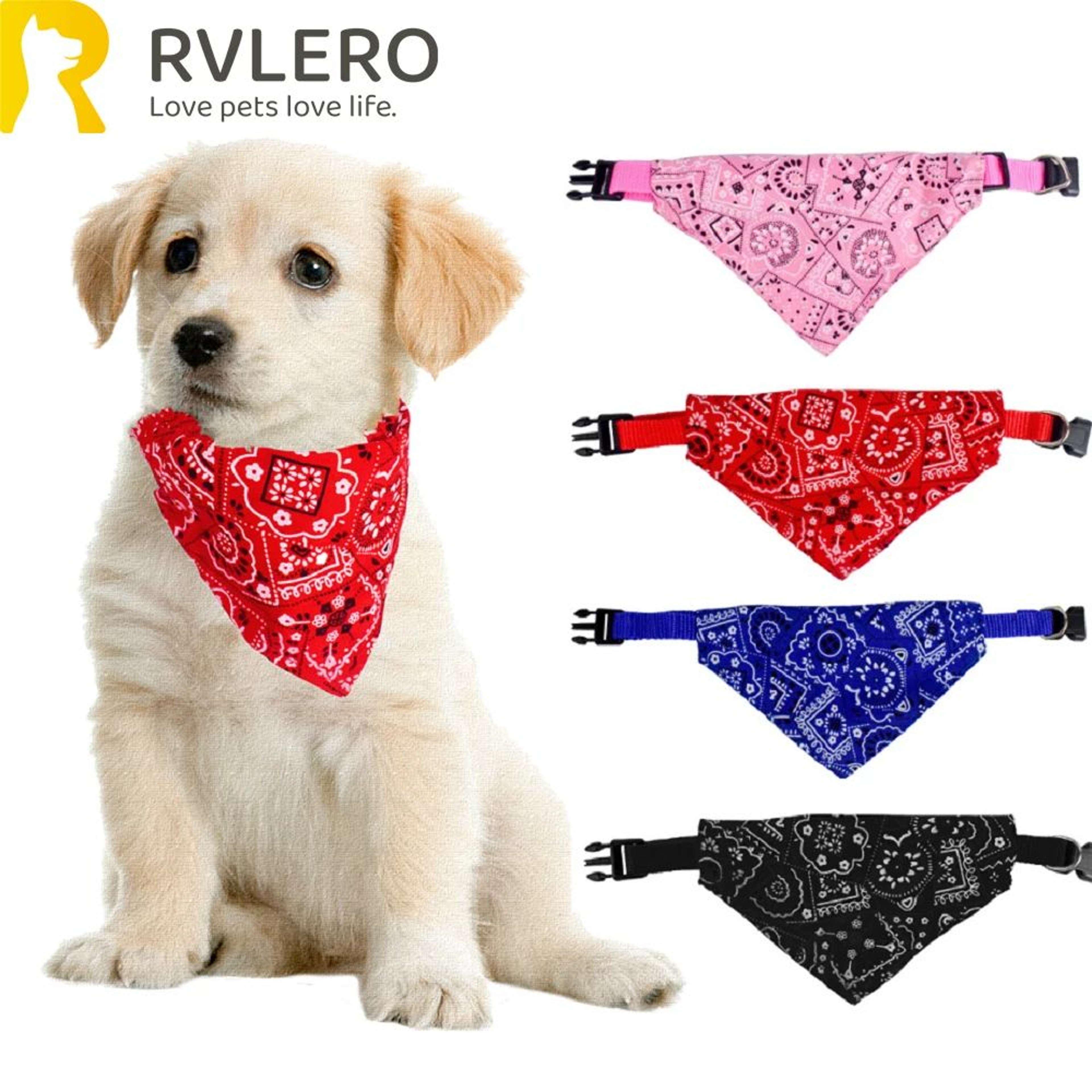 Adjustable Pet Triangle Bandana  Cute Printed Dog  Cat Saliva Scarf With Collar Strap 0
